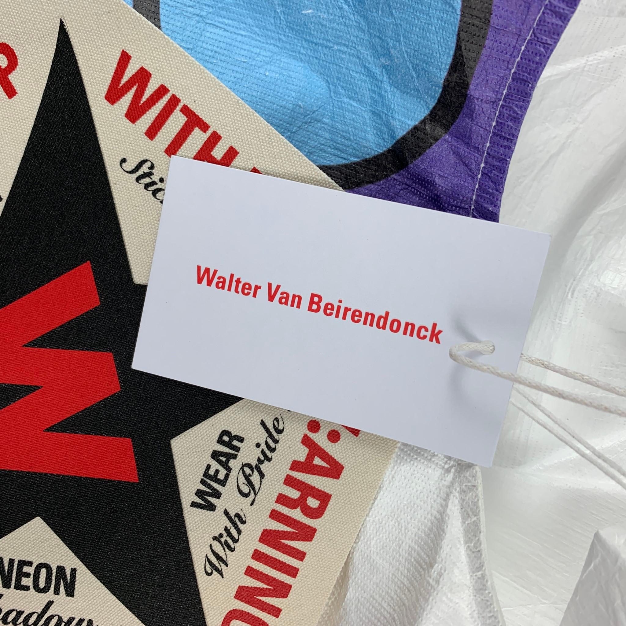WALTER VAN BEIRENDONCK SS22 White Blue Graphic Tyvek Smile Poncho 2