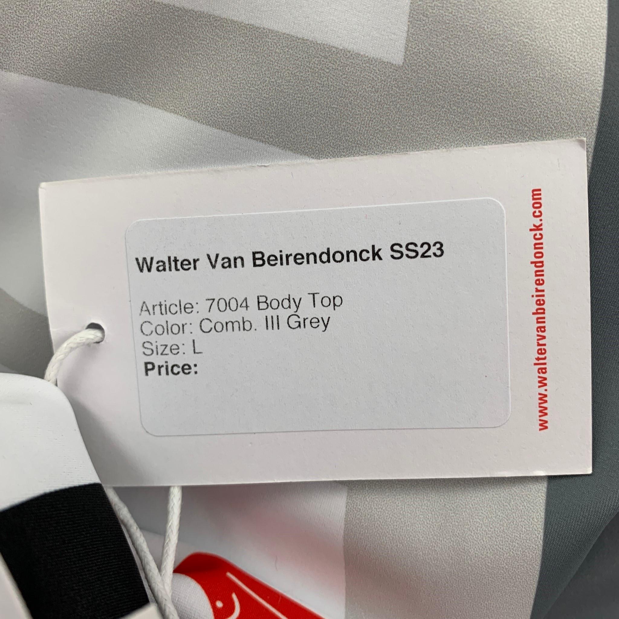 WALTER VAN BEIRENDONCK SS23 Size L Grey Graphic Nylon Jersey Bike Top 1