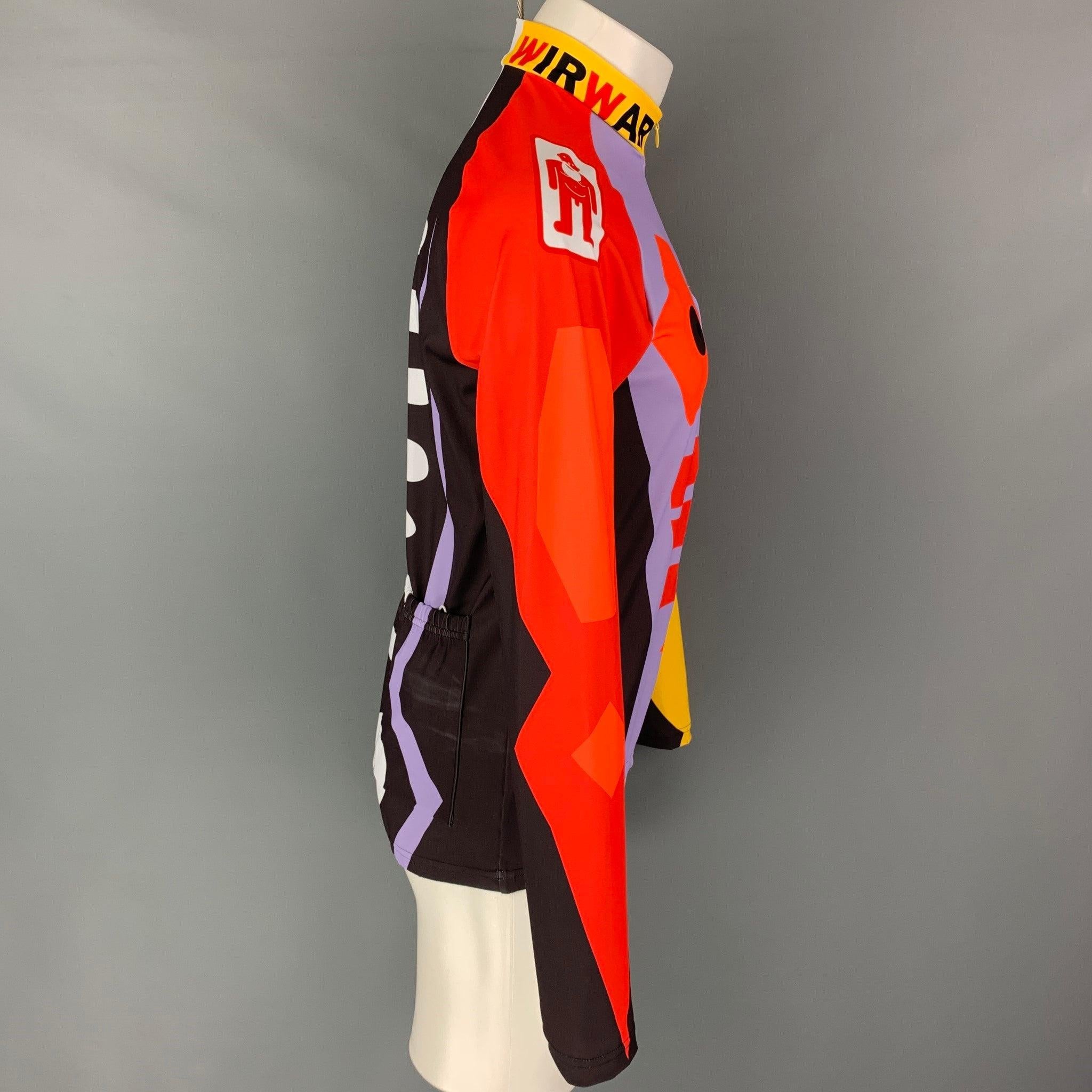 Walter Van Beirendonck Cycle Biker Jersey Pullover Top from Spring Summer 2023 WIRWAR collection. Features a quarter zip graphic print design, collar and back pockets.Introduced as part of Walter Van Beirendonck’s W< collections during the early