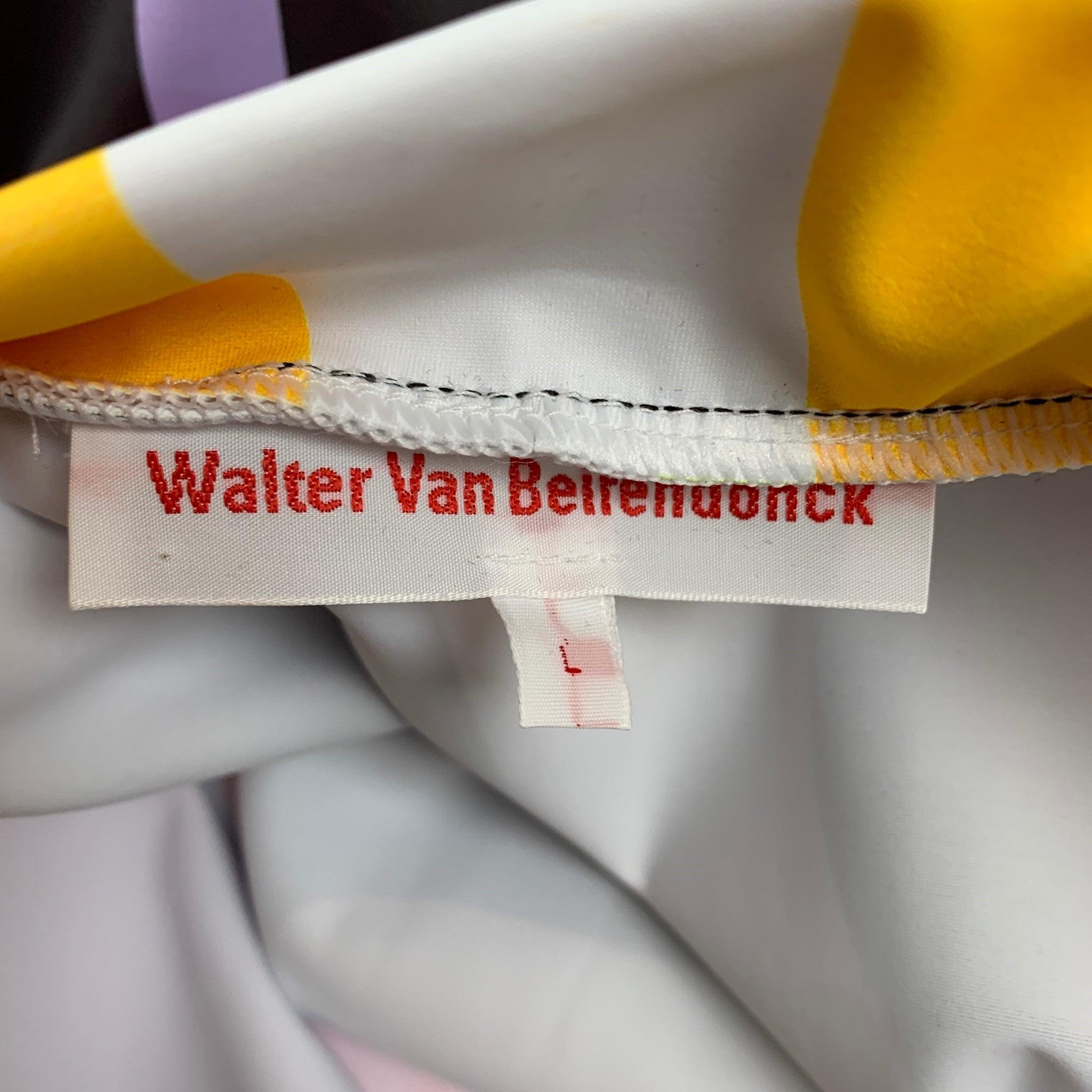 WALTER VAN BEIRENDONCK SS23 Size L Purple Graphic Nylon Jersey Bike Top For Sale 1