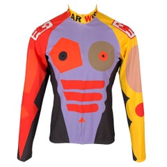 WALTER VAN BEIRENDONCK SS23 Size L Purple Graphic Nylon Jersey Bike Top