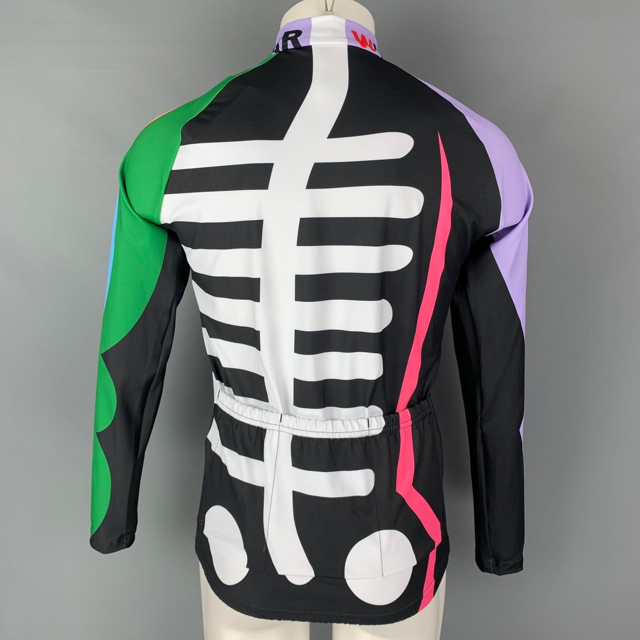 WALTER VAN BEIRENDONCK SS23 Size M Black Graphic Nylon Jersey Bike Top In Excellent Condition For Sale In San Francisco, CA