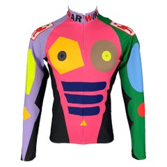WALTER VAN BEIRENDONCK SS23 Size M Black Graphic Nylon Jersey Bike Top