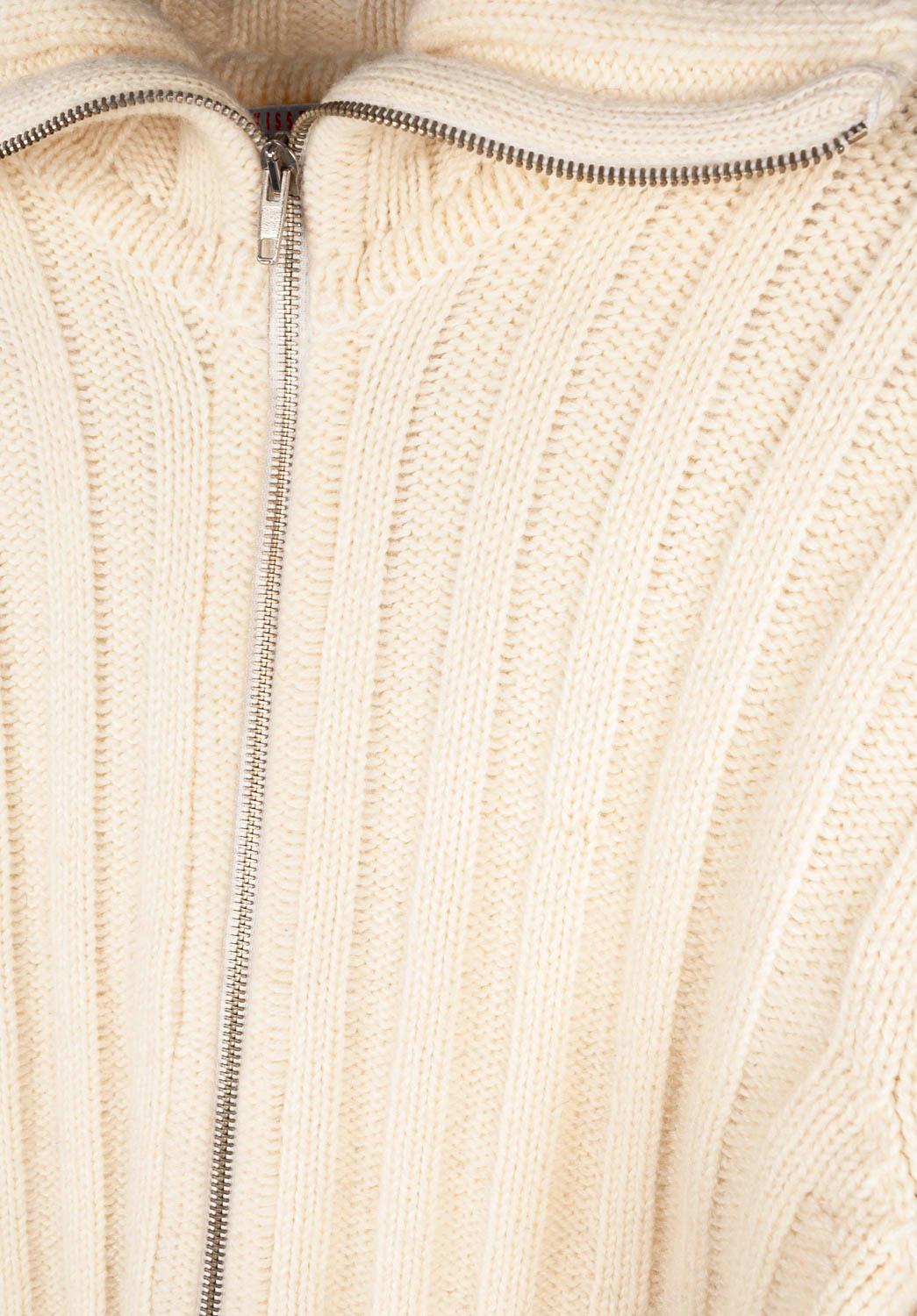 White Walter Van Beirendonck Sweater full zip Men Heavy Knit Size L, S1089 For Sale