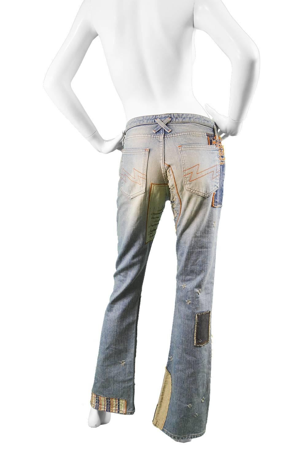 Walter Van Beirendonck Vintage 1990er W< Distressed Patchwork zerrissene Jeans 2