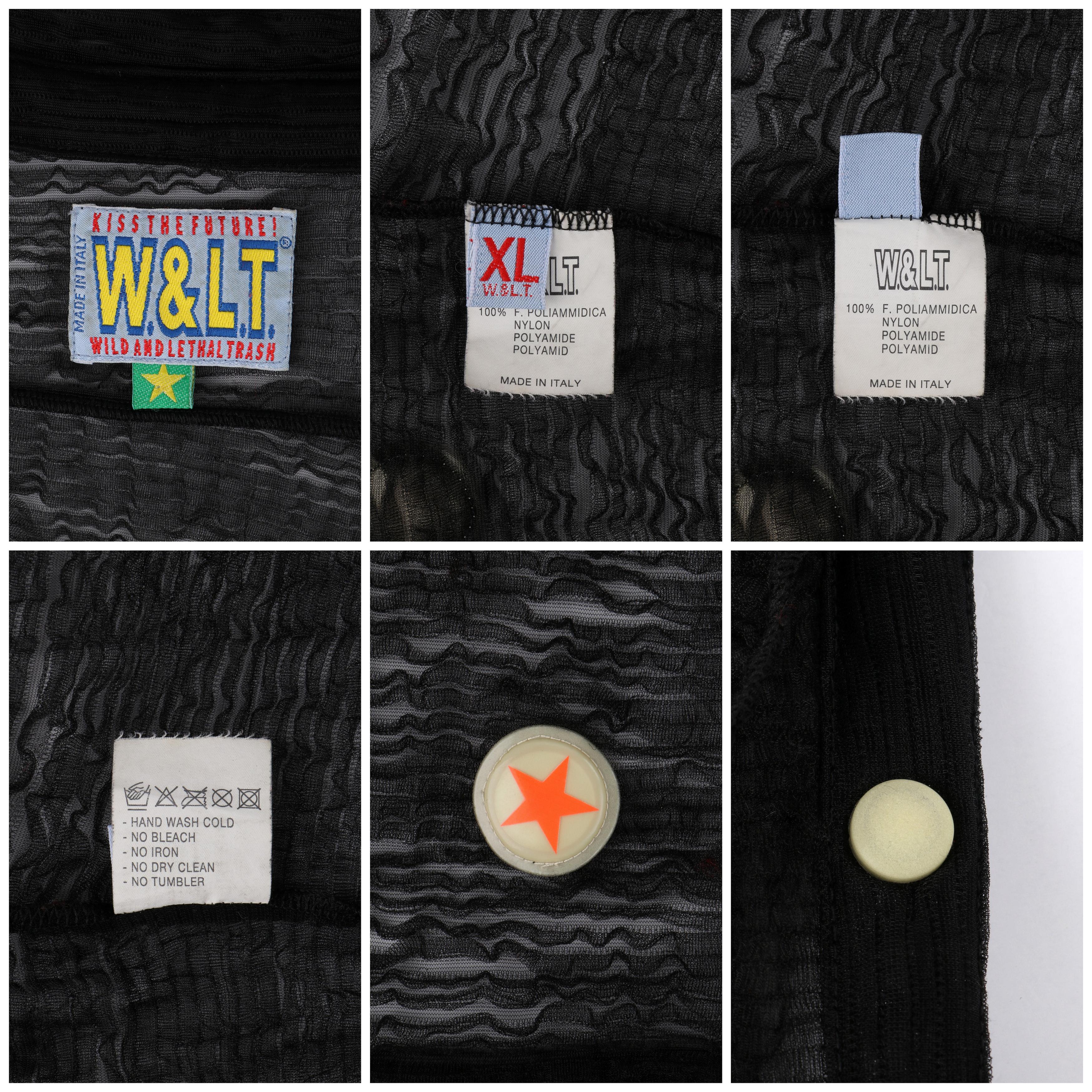 Walter Van Beirendonck WILD & LETHAL TRASH Black Semi Sheer Shirt Top For Sale 1