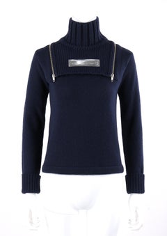 WALTER VAN BEIRENDONCK Wild & Lethal Trash c.1990's Navy Knit Turtleneck Sweater