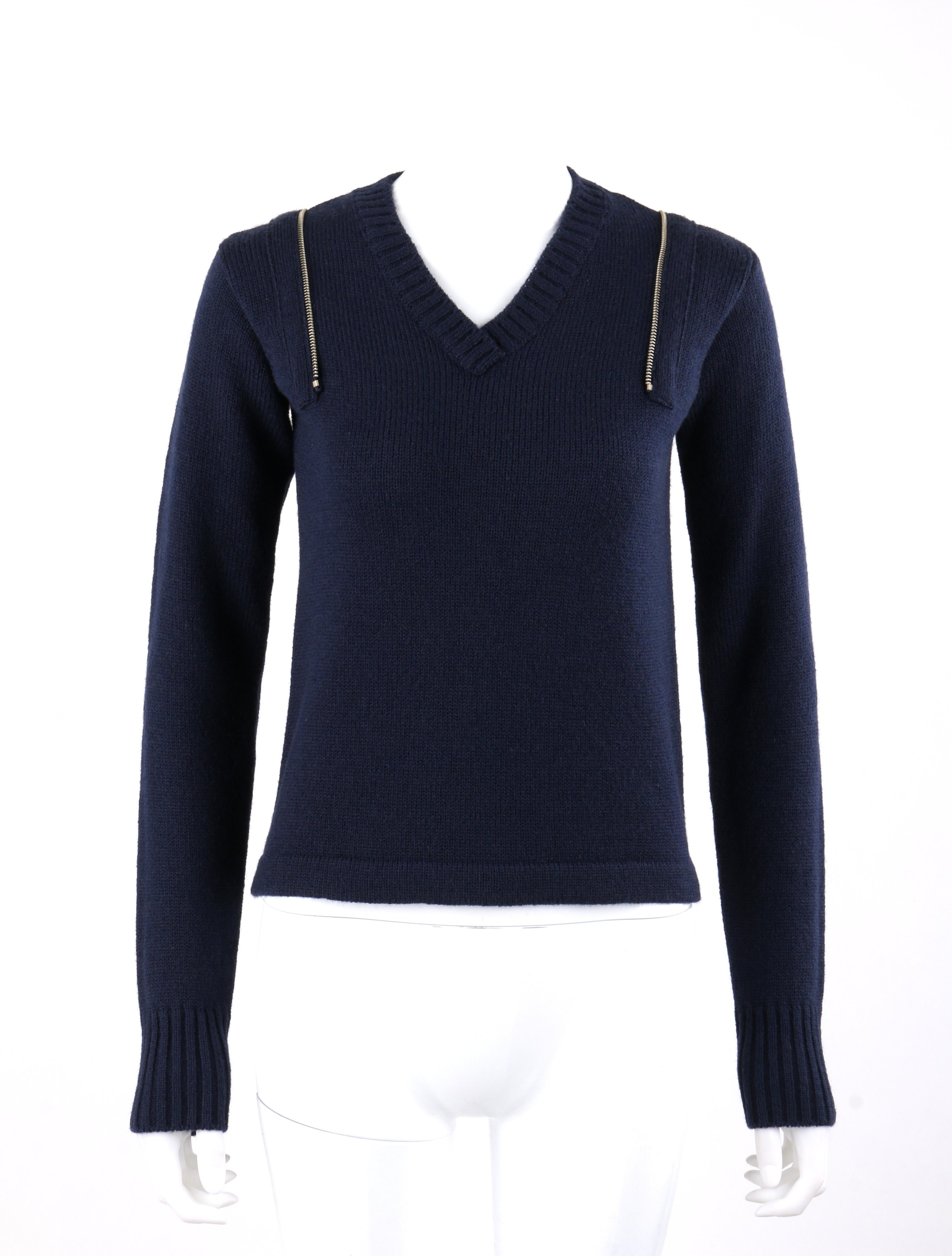 WALTER VAN BEIRENDONCK Wild & Lethal Trash c.1990's Navy Knit Turtleneck Sweater For Sale 2