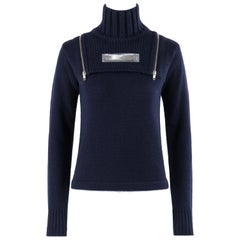 WALTER VAN BEIRENDONCK Wild & Lethal Trash c.1990's Navy Knit Turtleneck Sweater