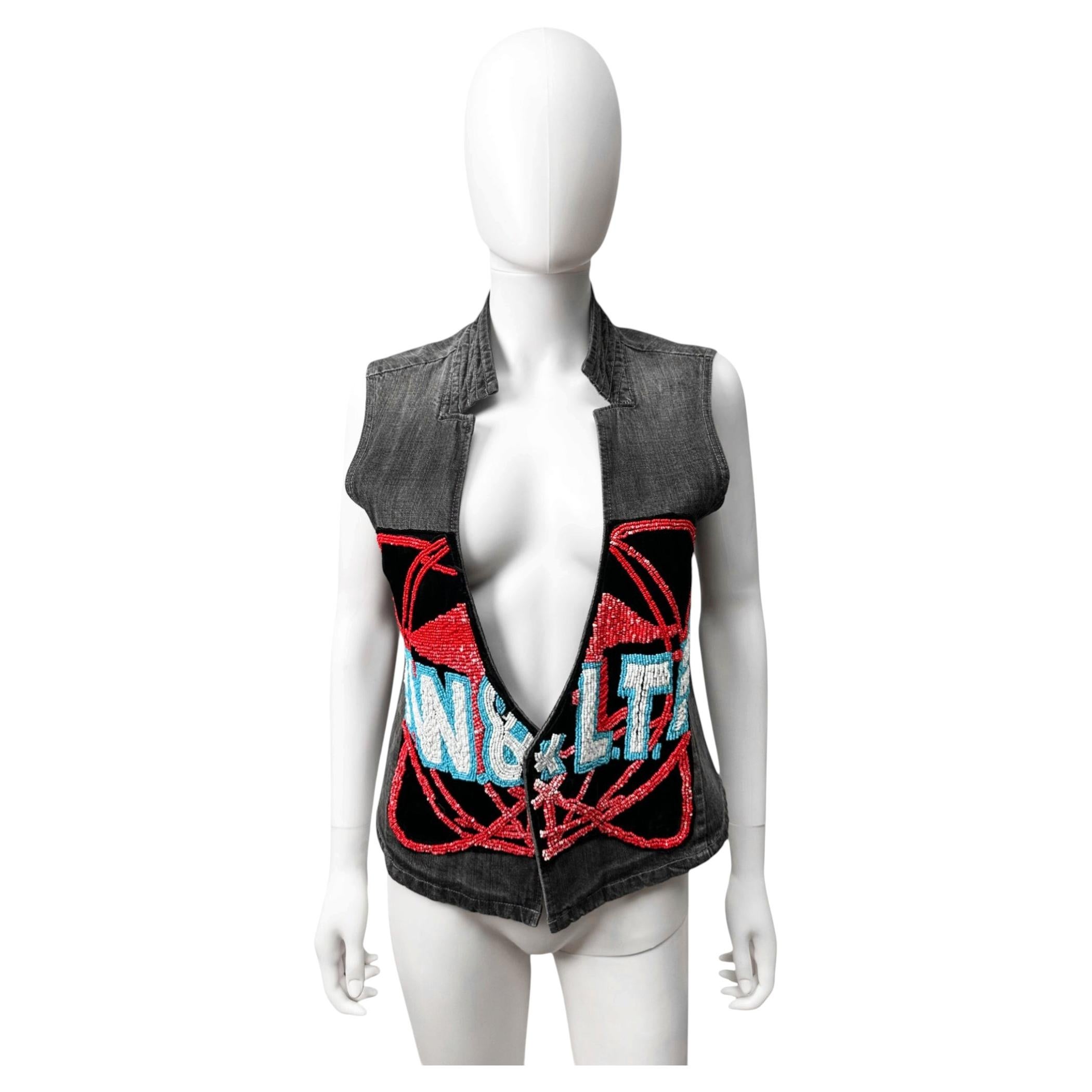 Walter Van Beirendonck Wild&Letal Trash S/S 2002 Embroidered Grey Vest