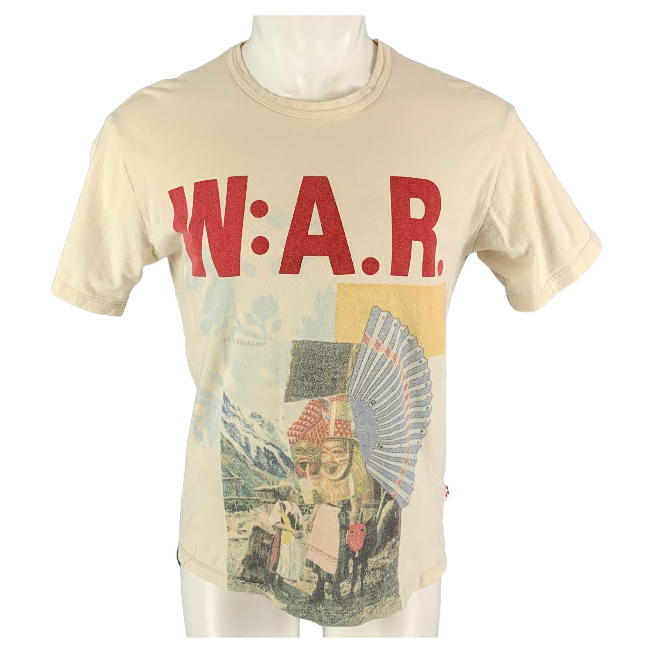 WALTER VAN BEIRENDONCK x DSM Size L Beige Red Graphic Cotton Crew-Neck T- shirt – Sui Generis Designer Consignment