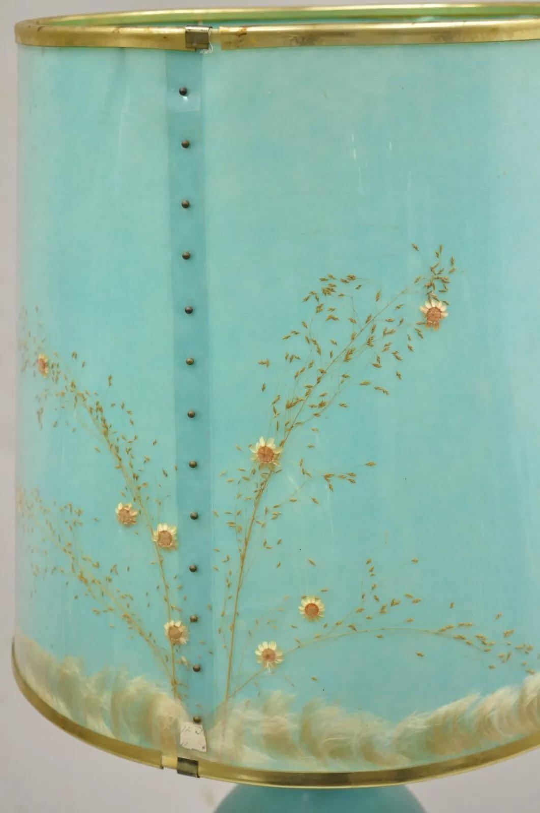 Walter Van Briggle lampe de bureau en poterie bulbeuse bleu turquoise avec abat-jour papillon en vente 3