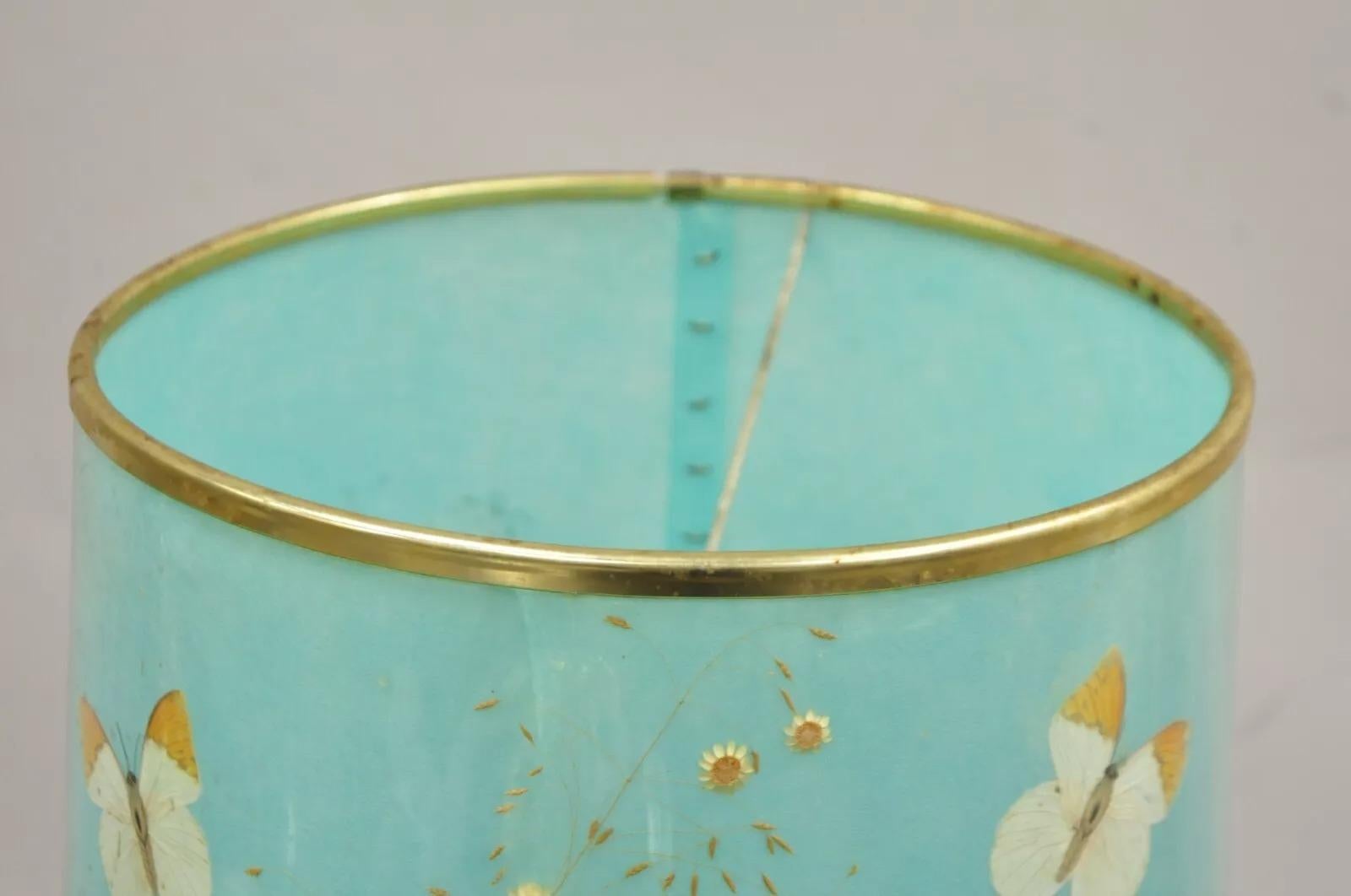 Walter Van Briggle lampe de bureau en poterie bulbeuse bleu turquoise avec abat-jour papillon en vente 6
