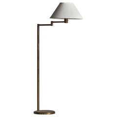 Walter Van Nessen, Lampada da terra regolabile, ottone, tessuto, anni '30