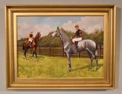Oil Painting Pair by Walter Vernon "Racehorse Scenes"