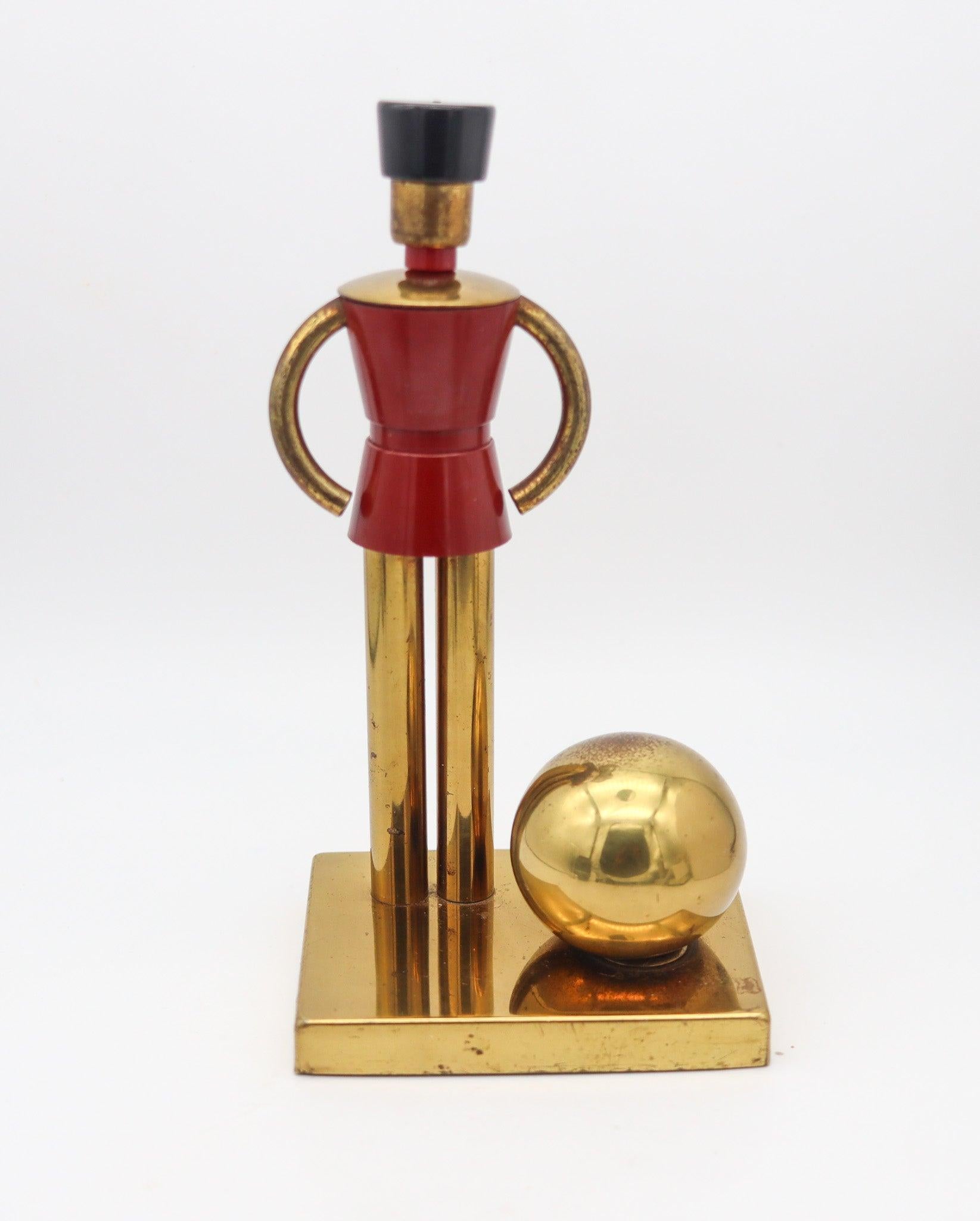 American WALTER VON NESSEN 1930 For Chase Lacquered Toy-Soldier Figure In Gilt Brass For Sale