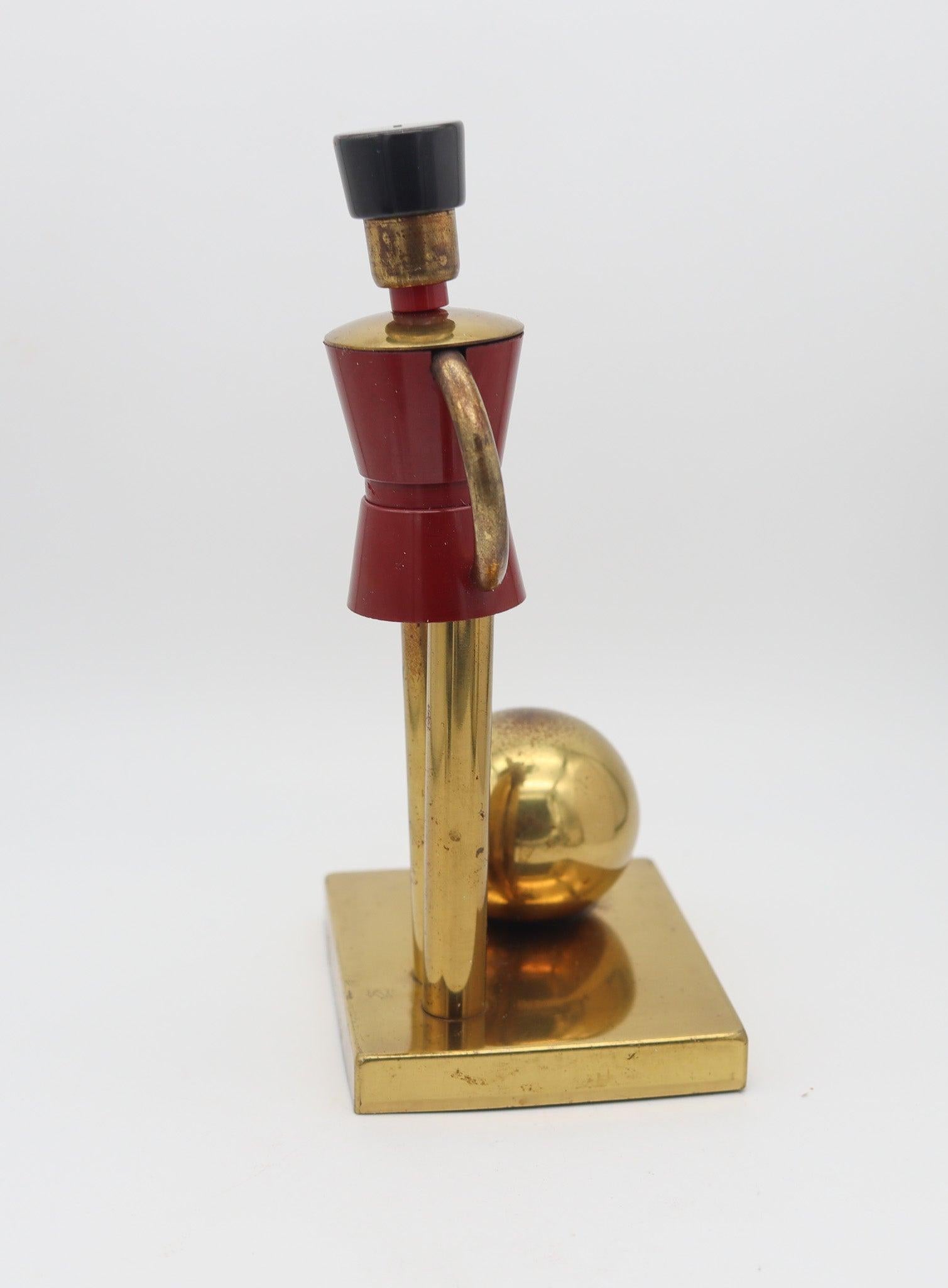 Enameled WALTER VON NESSEN 1930 For Chase Lacquered Toy-Soldier Figure In Gilt Brass For Sale