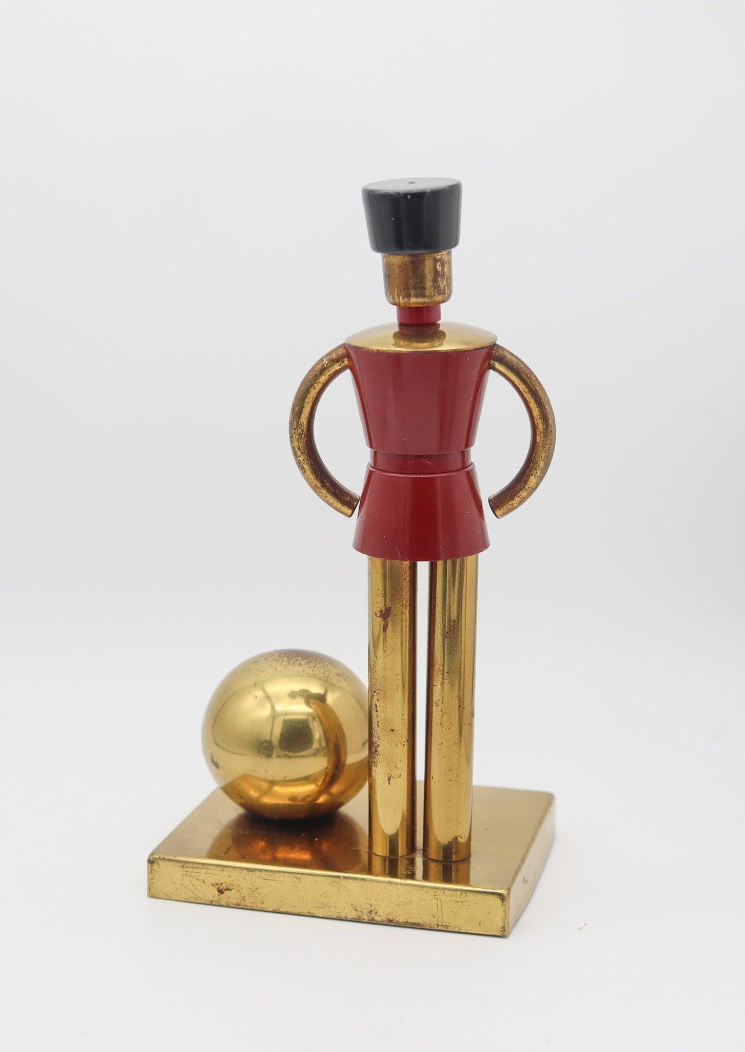 WALTER VON NESSEN 1930 For Chase Lacquered Toy-Soldier Figure In Gilt Brass In Excellent Condition For Sale In Miami, FL