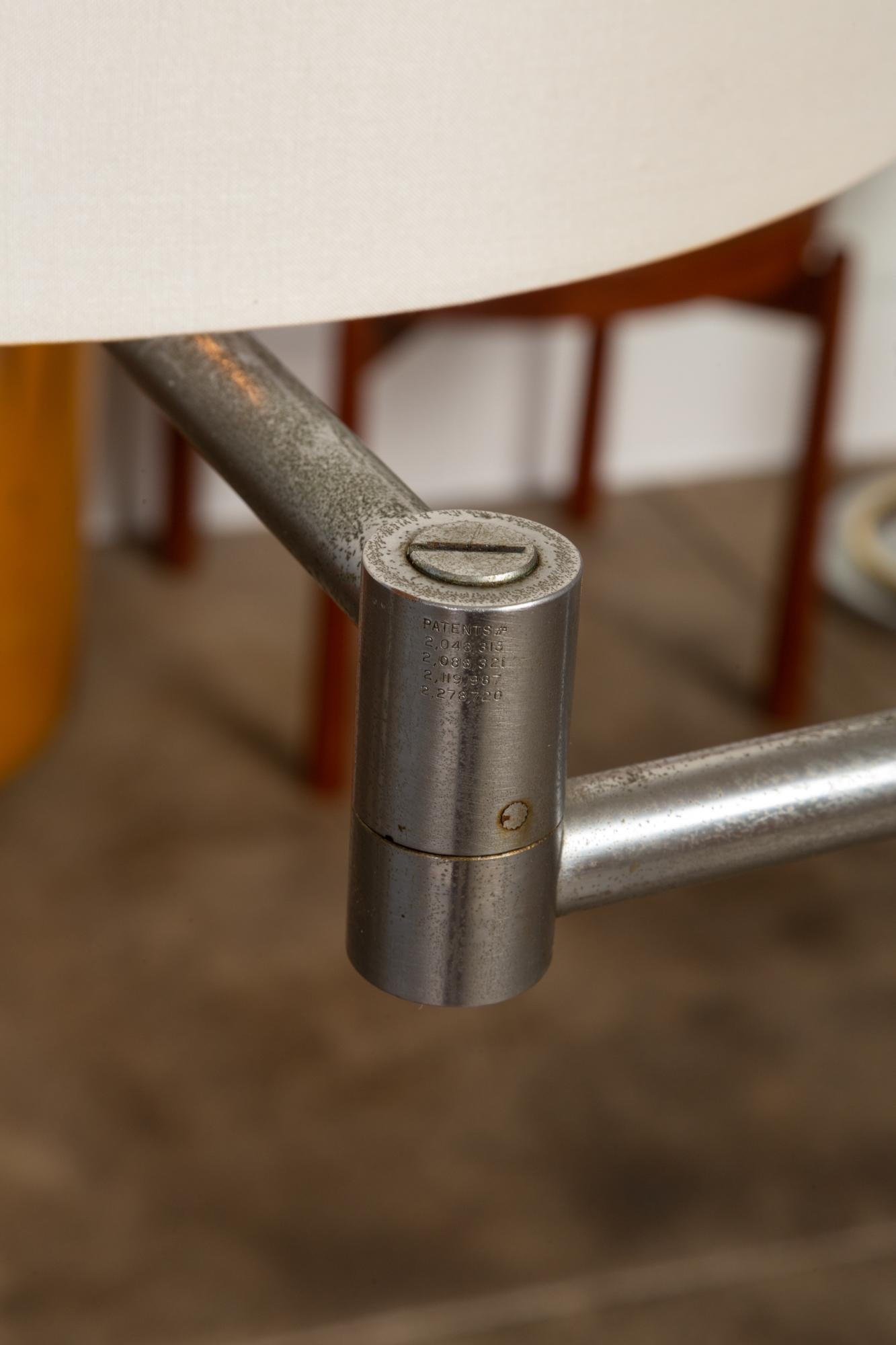 Walter Von Nessen Adjustable Swing Arm Floor Lamp in Nickel 4