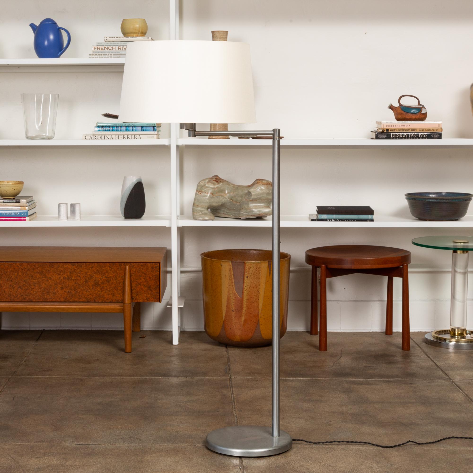 American Walter Von Nessen Adjustable Swing Arm Floor Lamp in Nickel