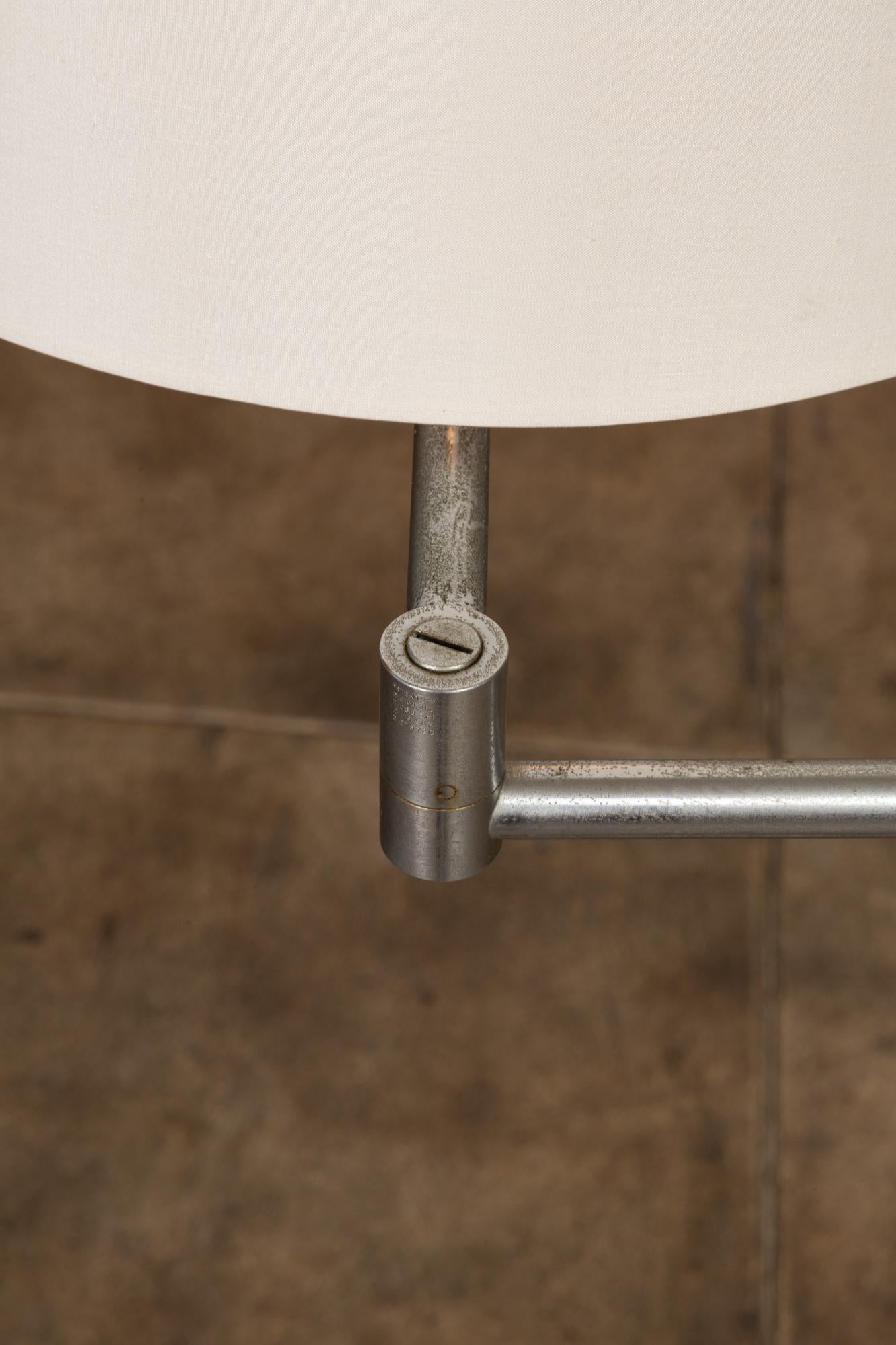 Silk Walter Von Nessen Adjustable Swing Arm Floor Lamp in Nickel
