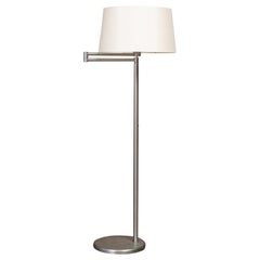 Walter Von Nessen Adjustable Swing Arm Floor Lamp in Nickel