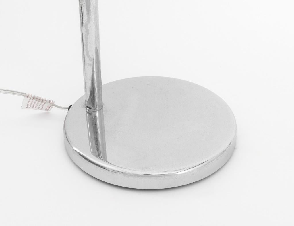 Walter Von Nessen Modern Adjustable Aluminum Swing Arm Floor Lamp, Label 
