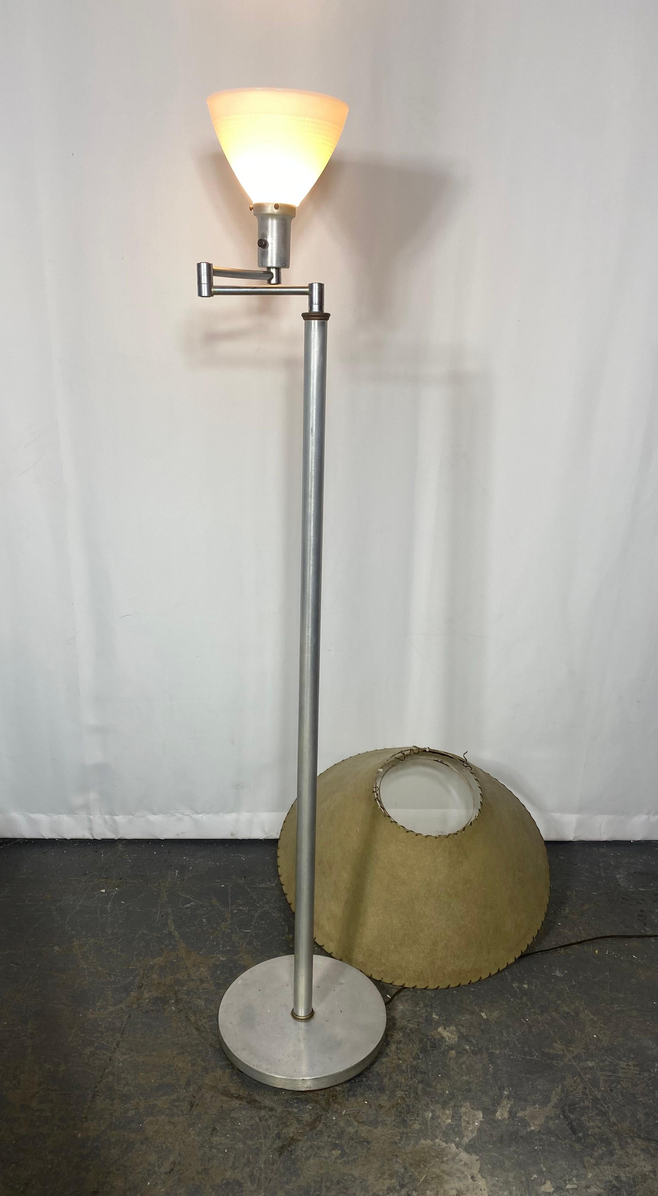 Mid-Century Modern Walter Von Nessen Aluminum Swing Arm Floor Lamp   For Sale