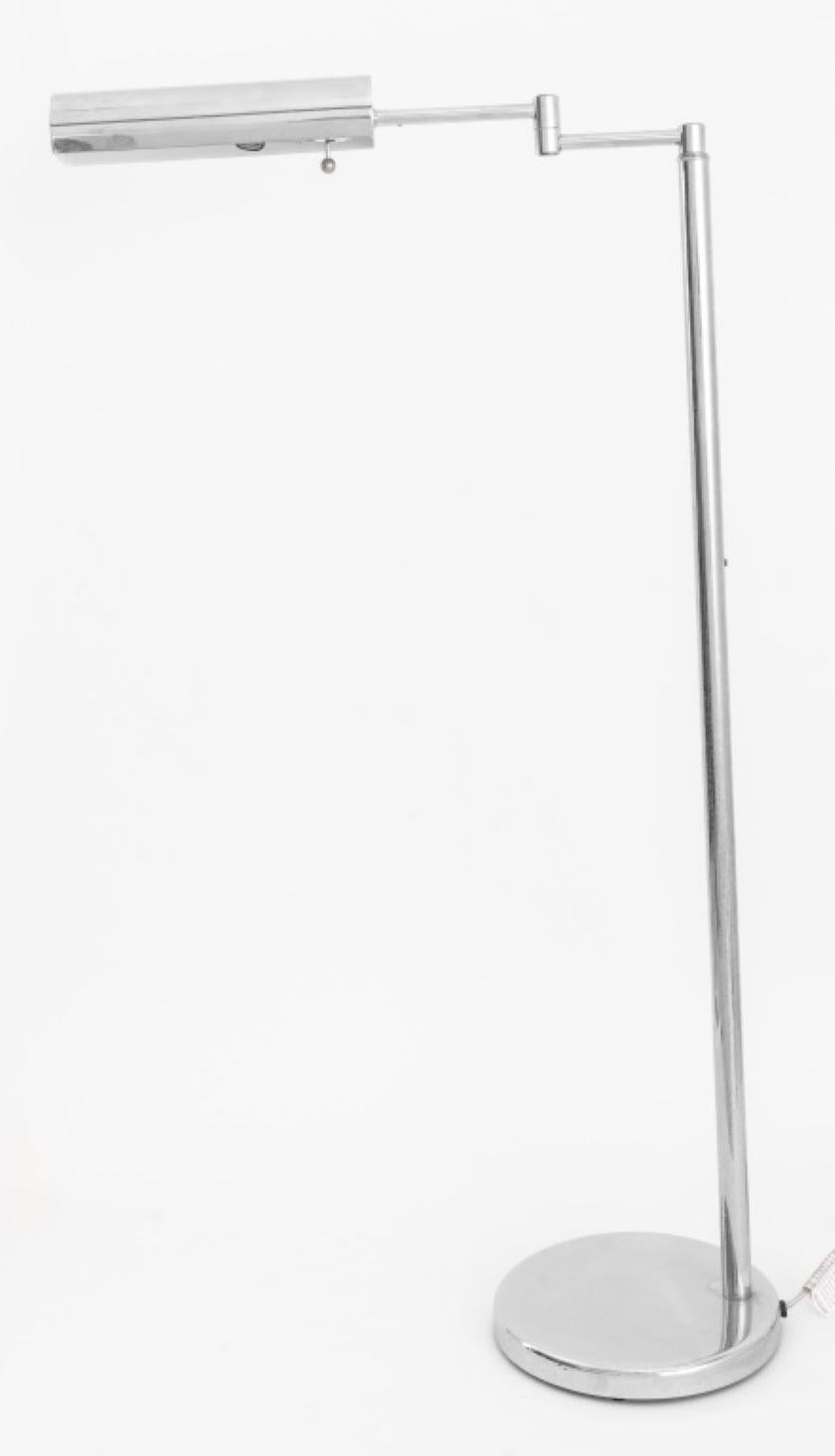 Walter Von Nessen Aluminum Swing Arm Floor Lamp In Good Condition For Sale In New York, NY