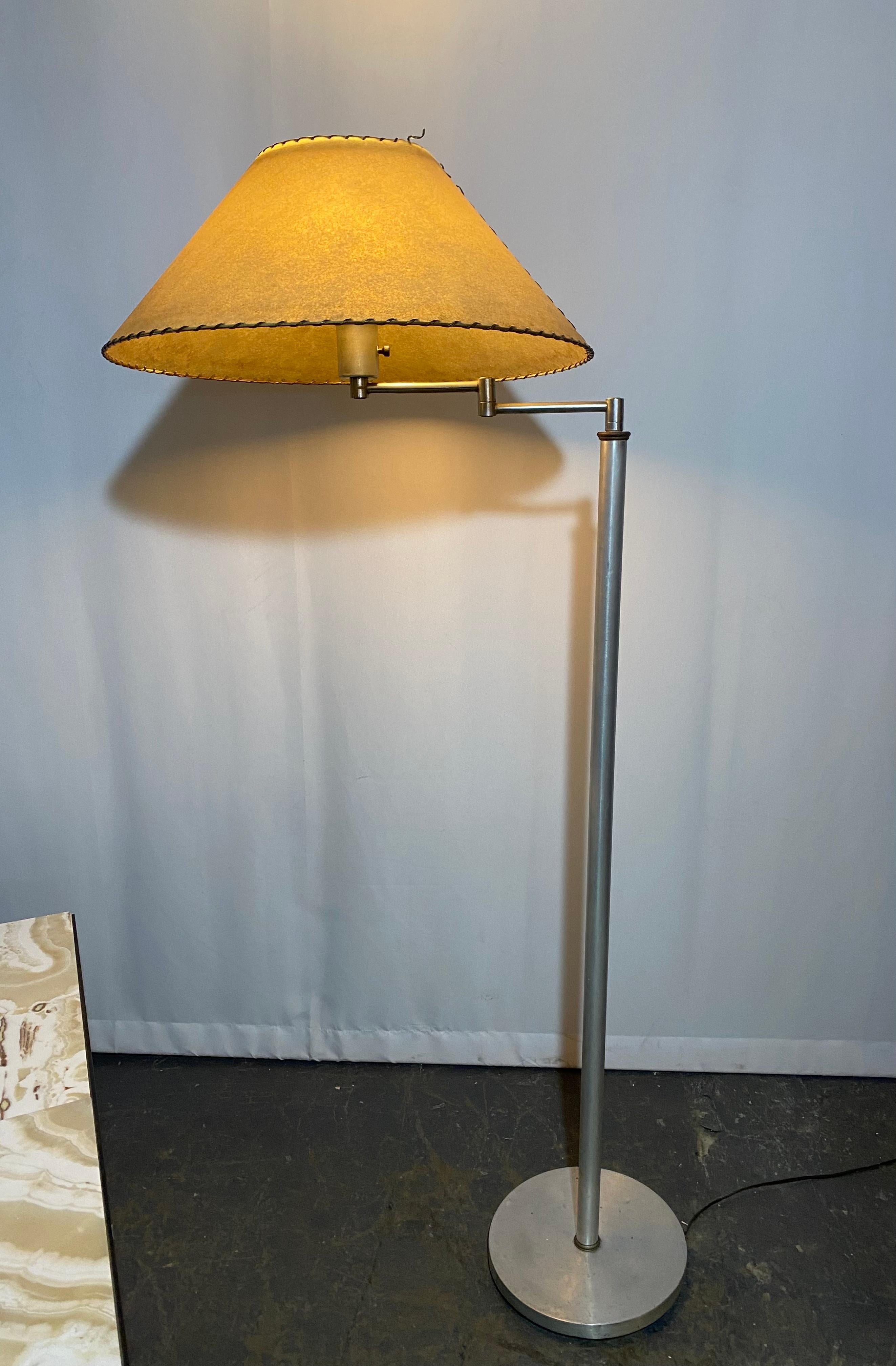 Mid-20th Century Walter Von Nessen Aluminum Swing Arm Floor Lamp   For Sale