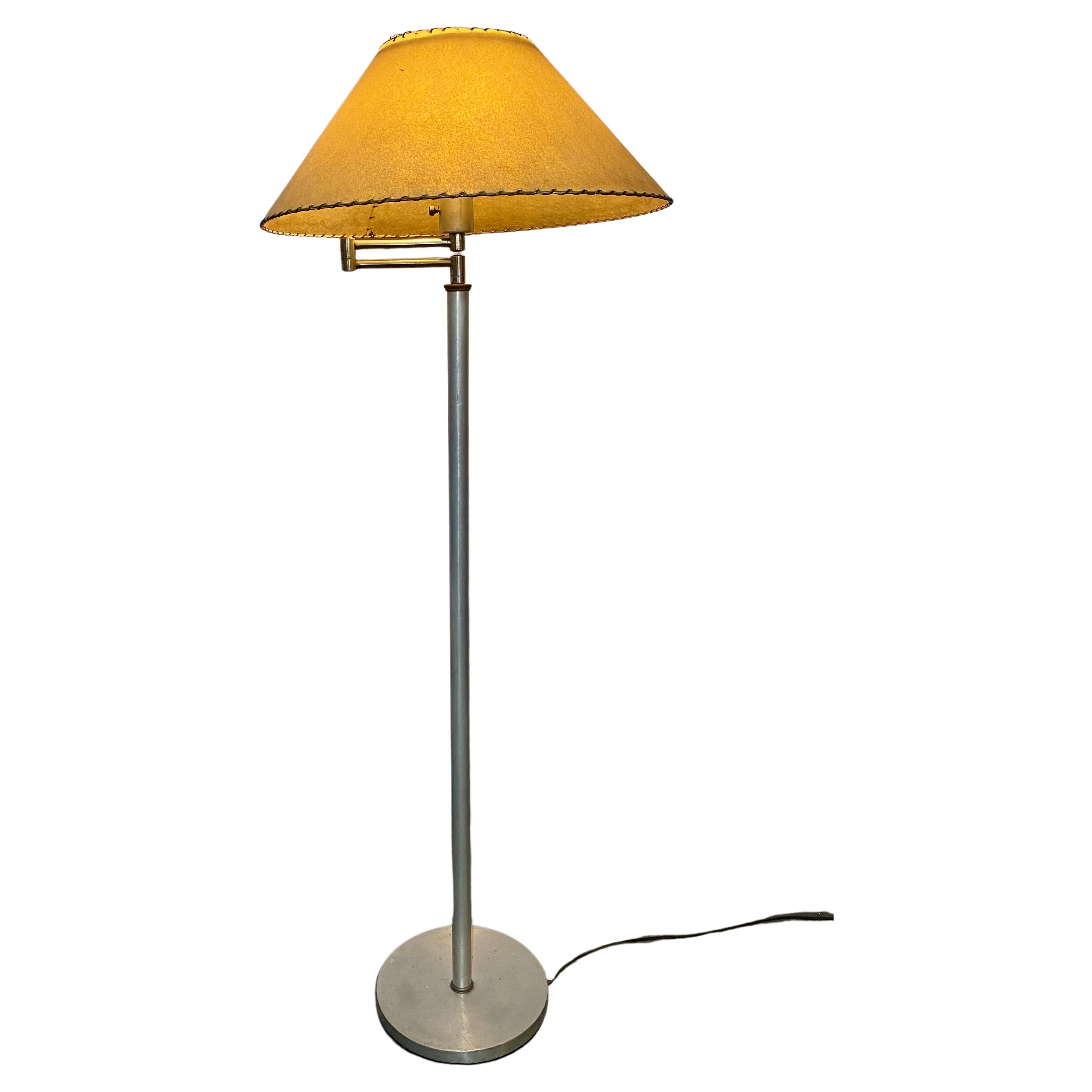 Walter Von Nessen Aluminum Swing Arm Floor Lamp  