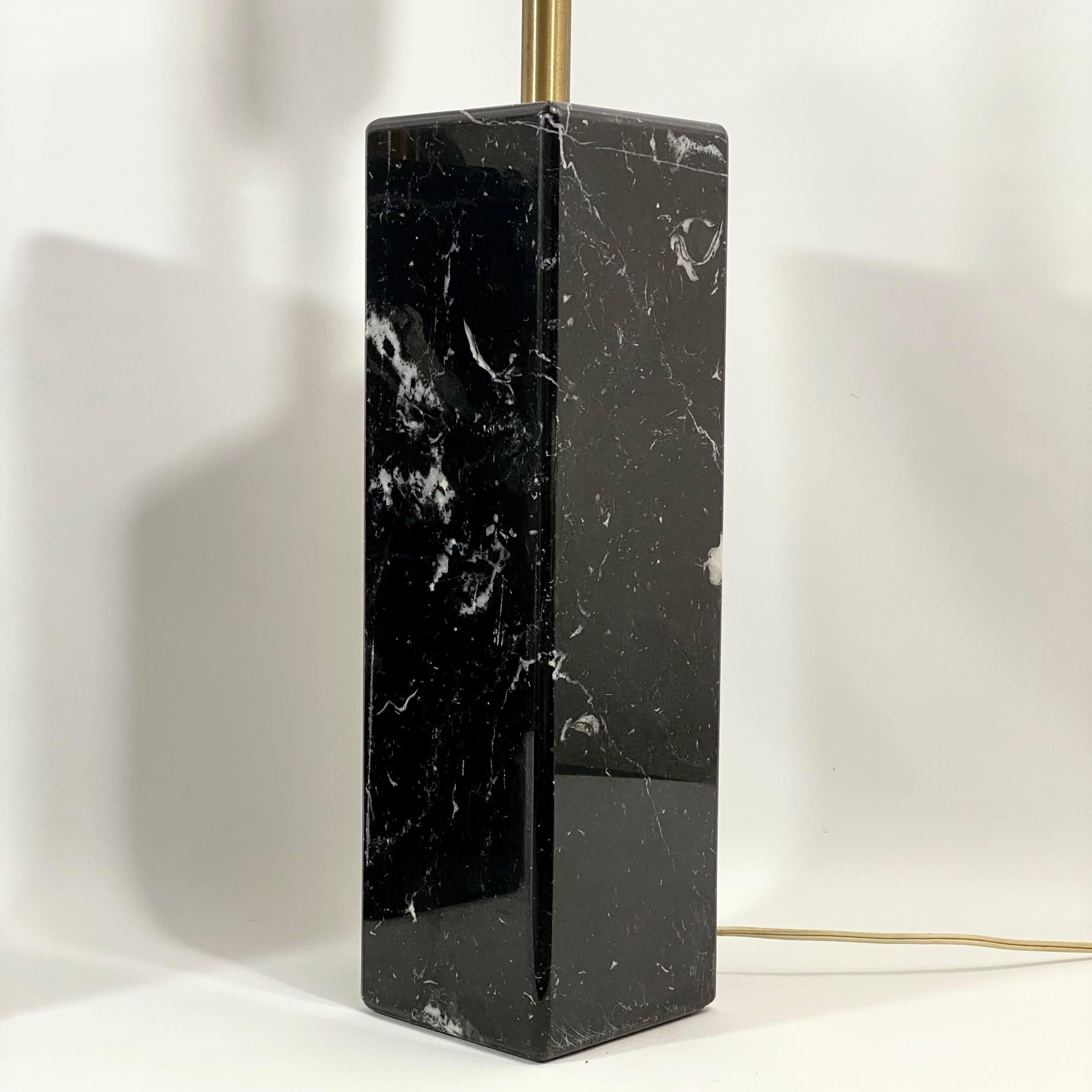 Walter Von Nessen Black Marble and Brass Lamp Pair For Sale 1