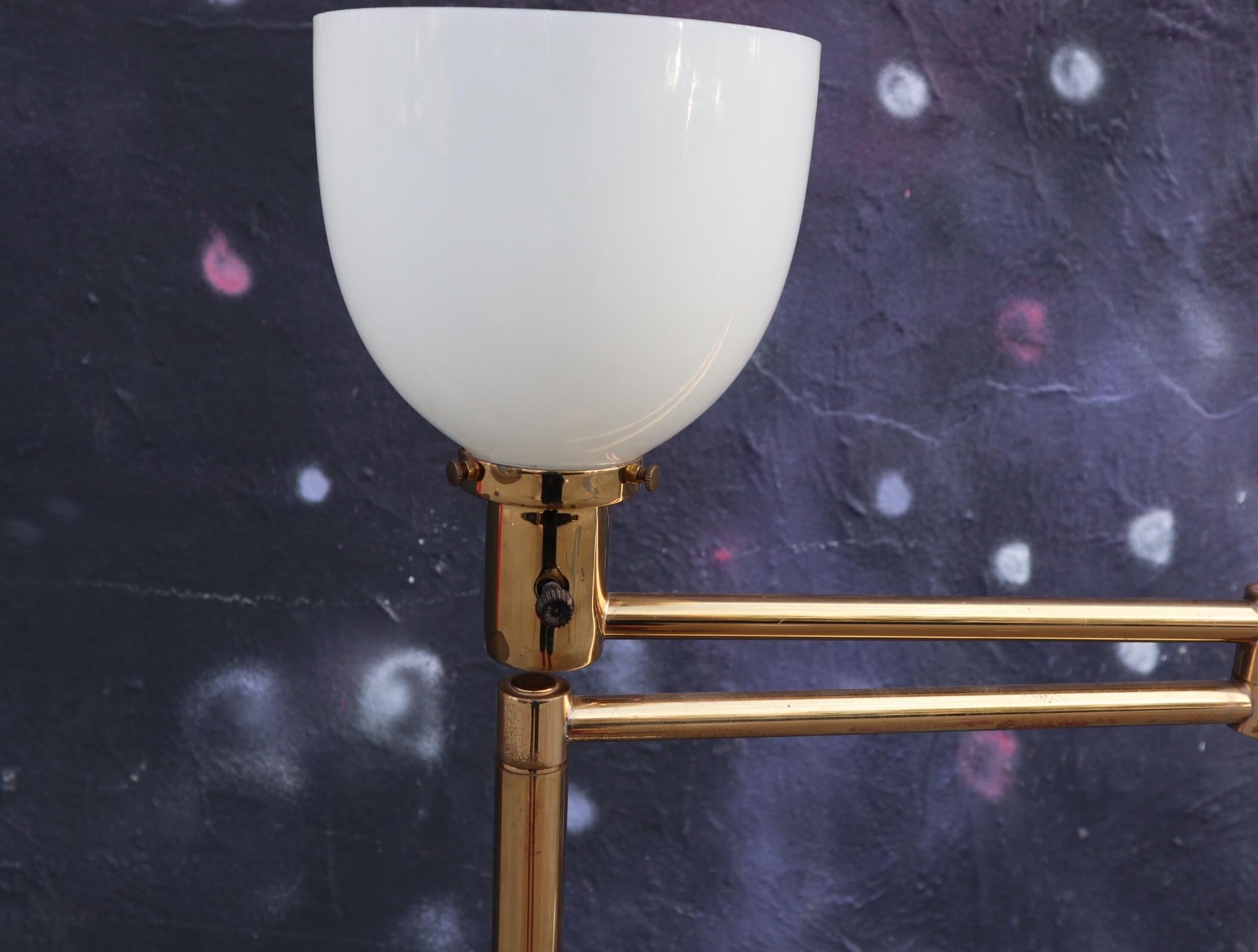 American Walter Von Nessen Brass Floor Lamp with Swing Arm