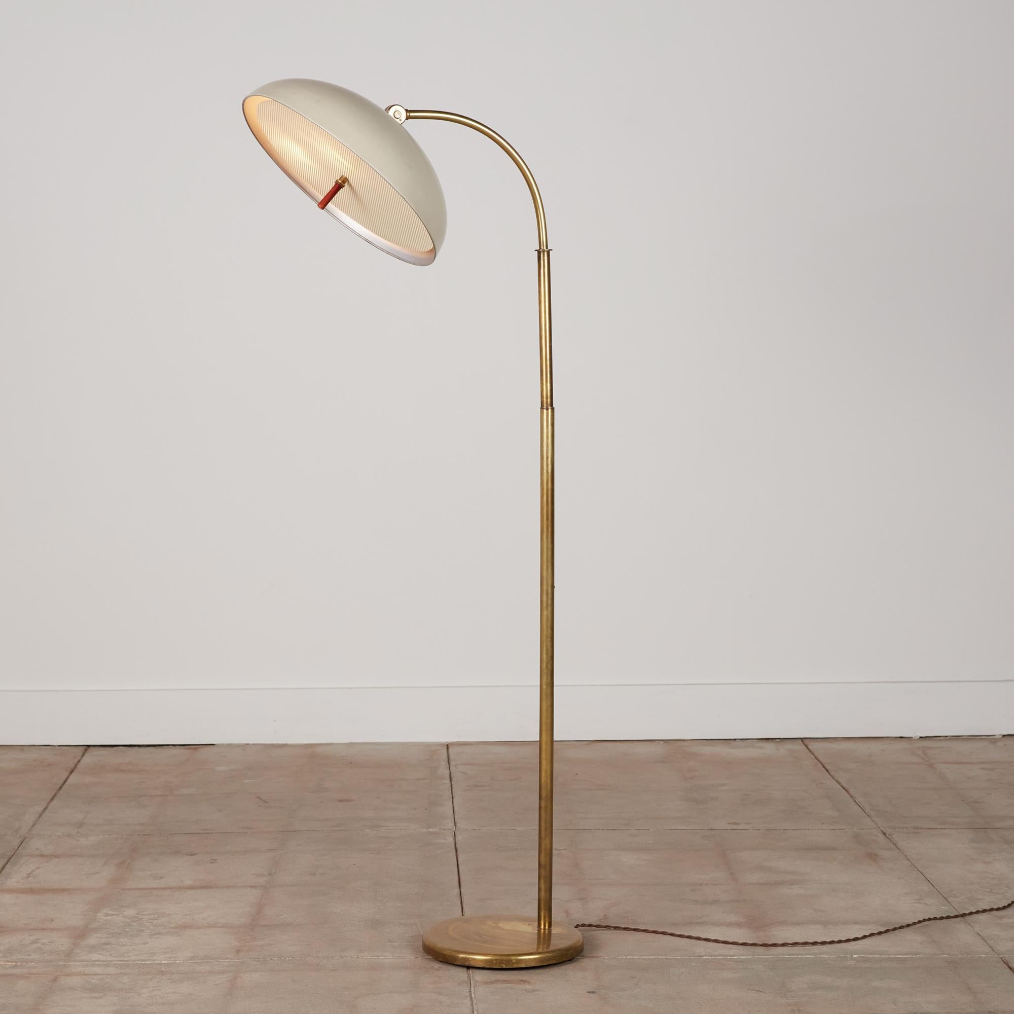 Mid-Century Modern Walter von Nessen Bronze Floor Lamp with Dome Shade