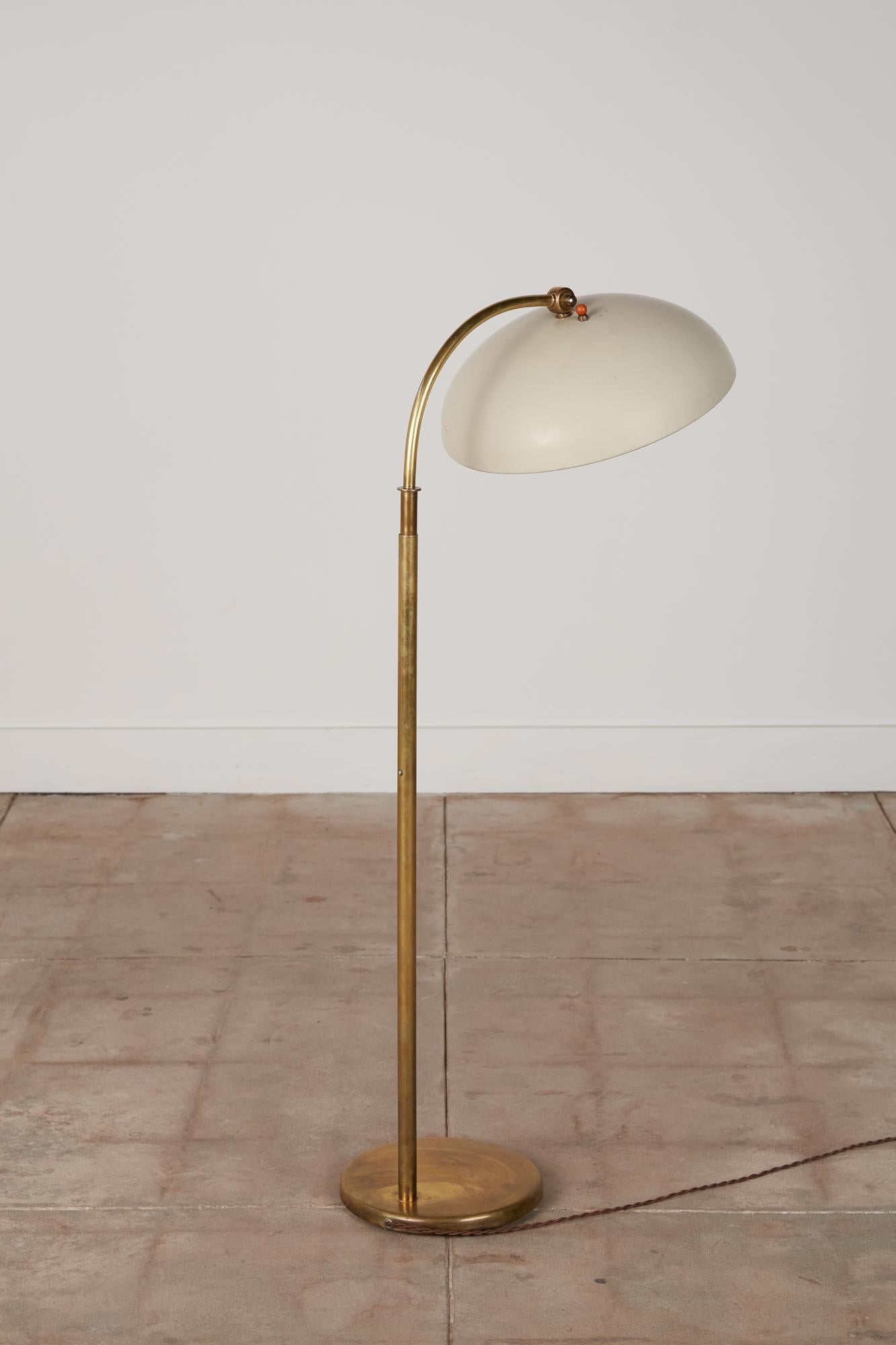 American Walter von Nessen Bronze Floor Lamp with Dome Shade