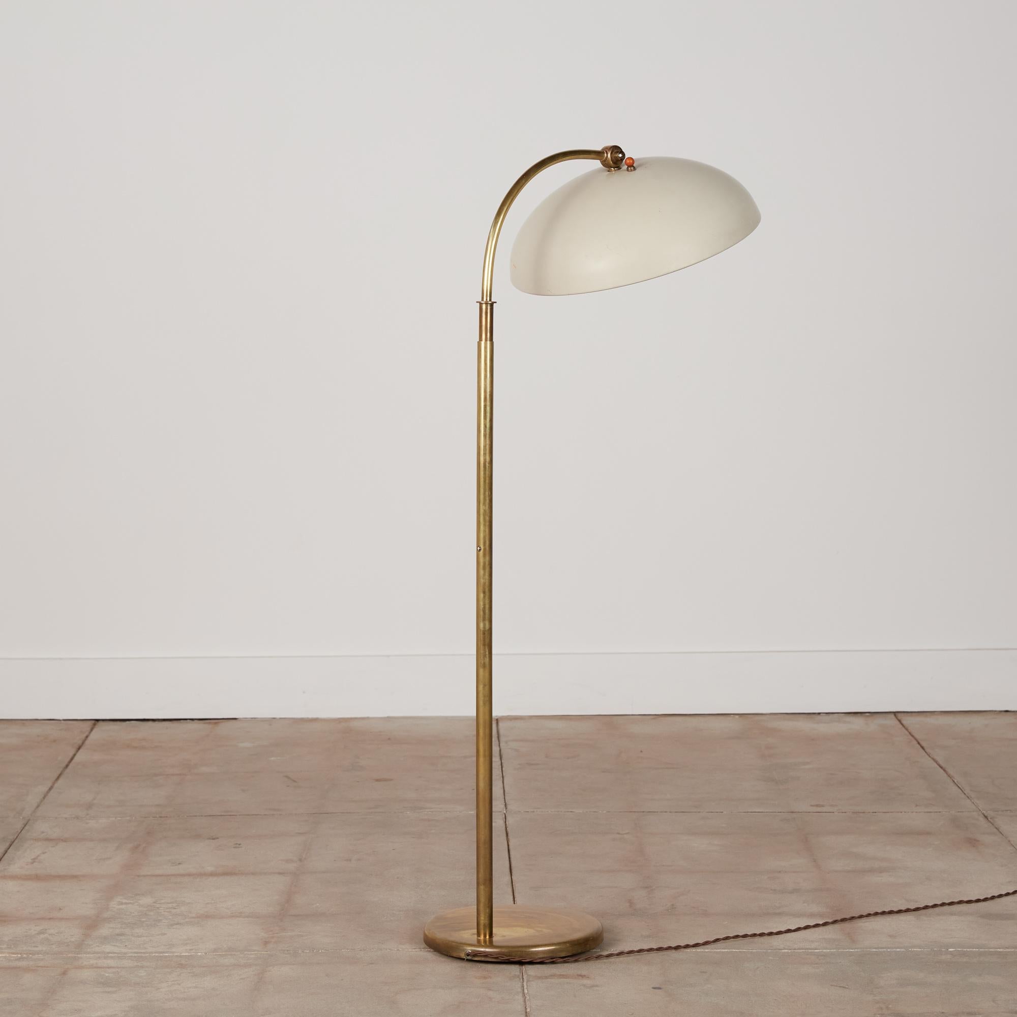 Walter von Nessen Bronze Floor Lamp with Dome Shade In Excellent Condition In Los Angeles, CA