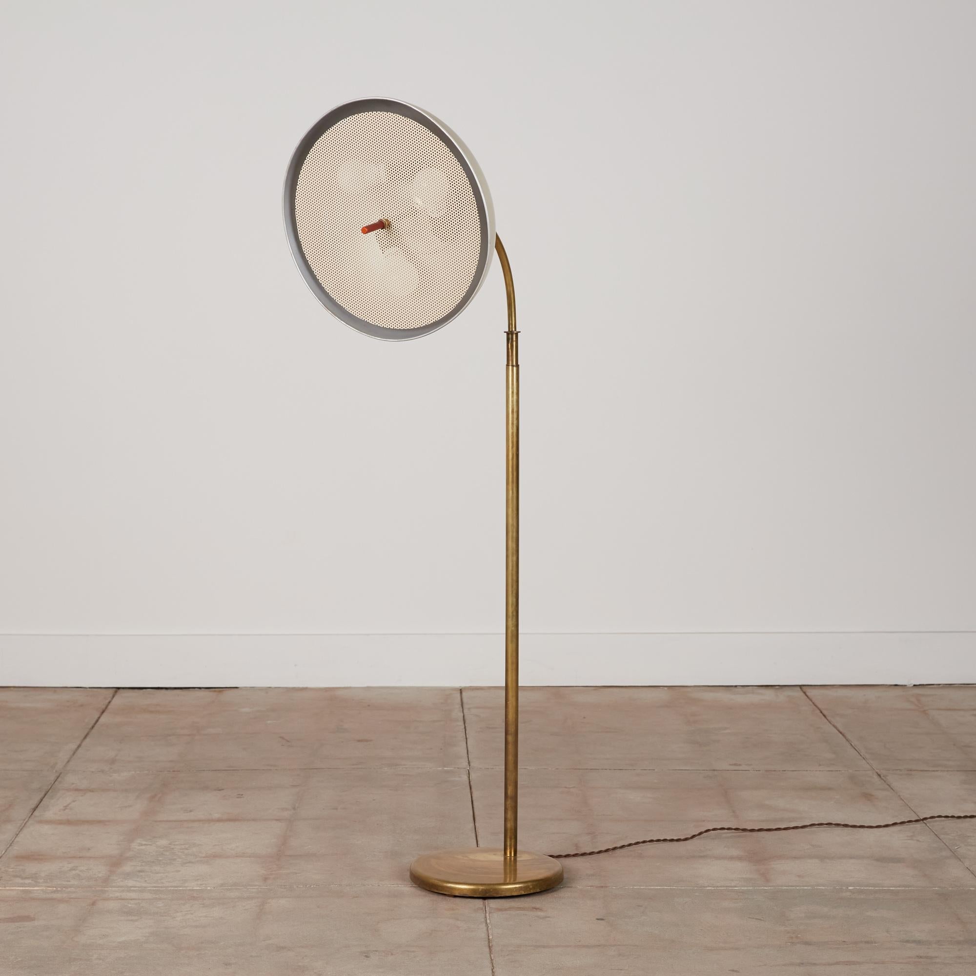20th Century Walter von Nessen Bronze Floor Lamp with Dome Shade
