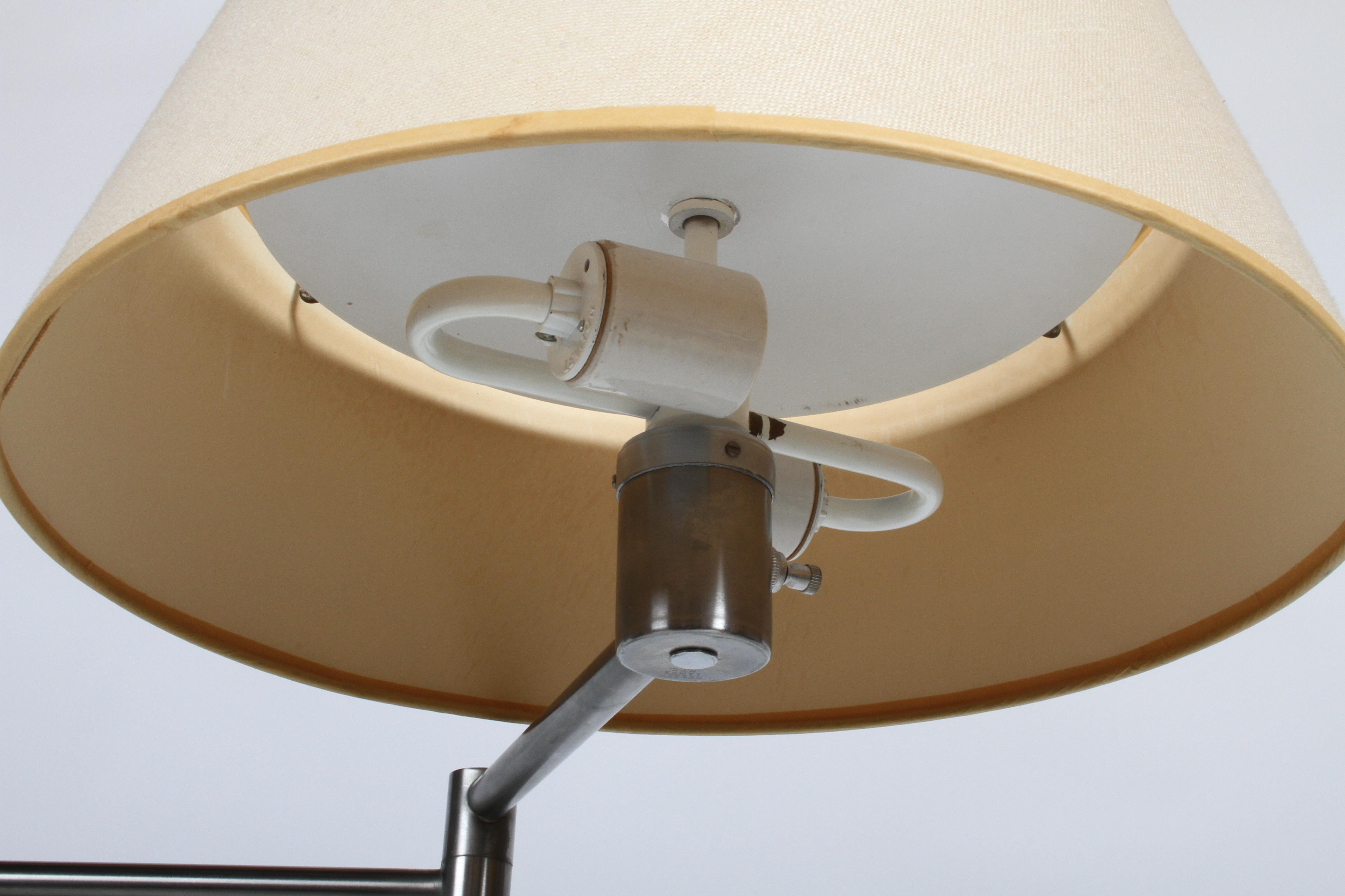 Walter Von Nessen Brushed Nickel Swing Arm Table Lamp 3