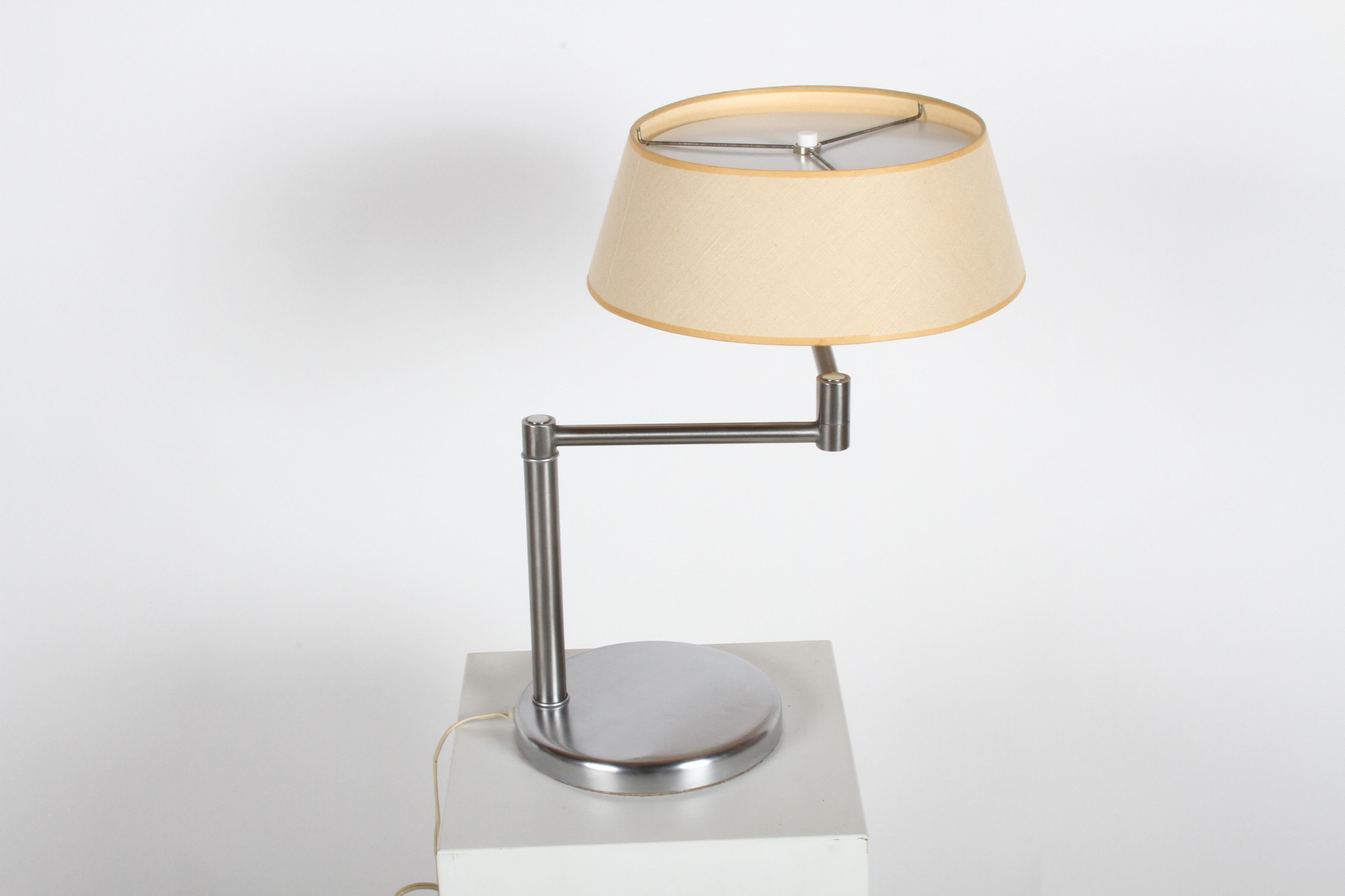 American Walter Von Nessen Brushed Nickel Swing Arm Table Lamp