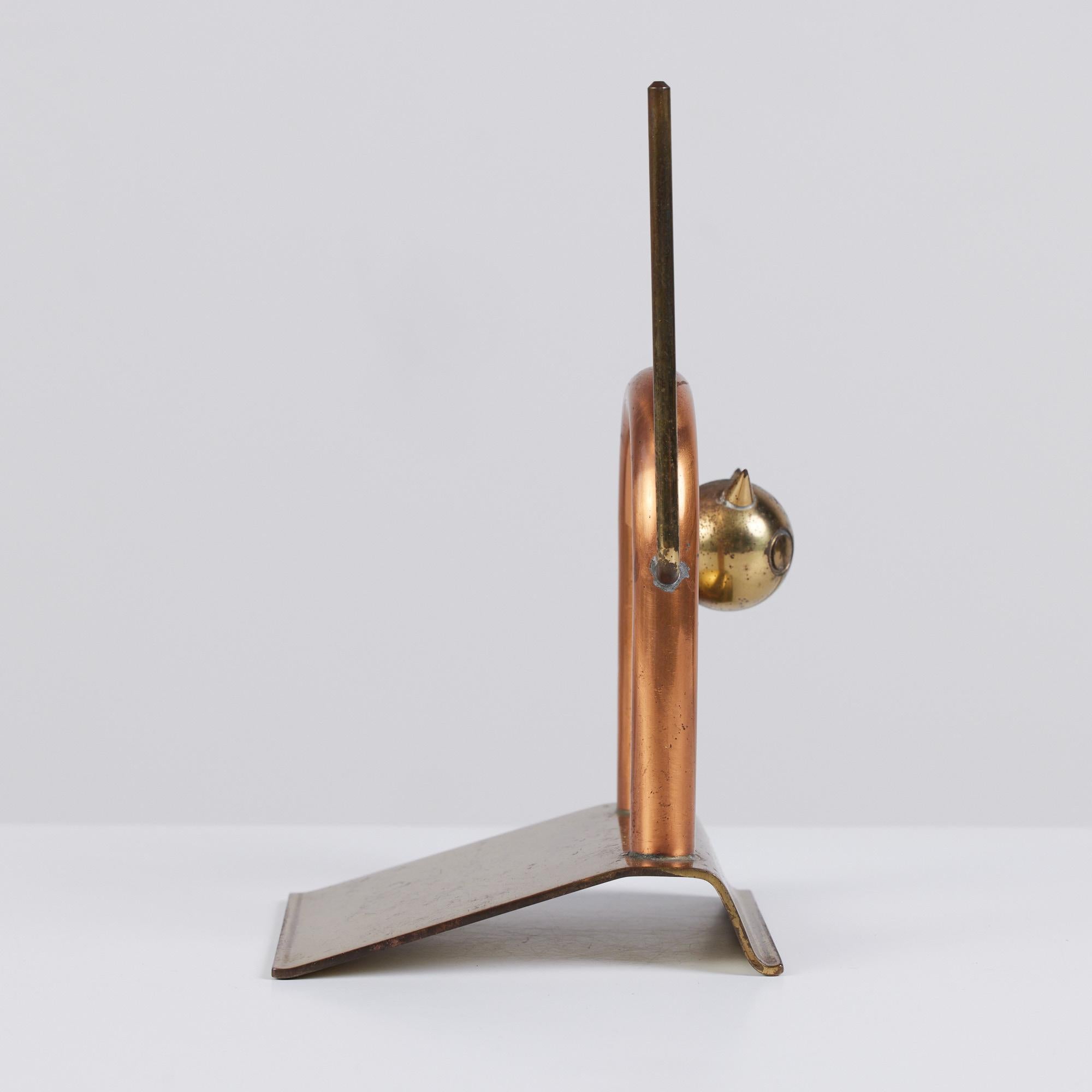 Walter Von Nessen Copper and Brass Cat Door Stop for Chase USA In Good Condition In Los Angeles, CA