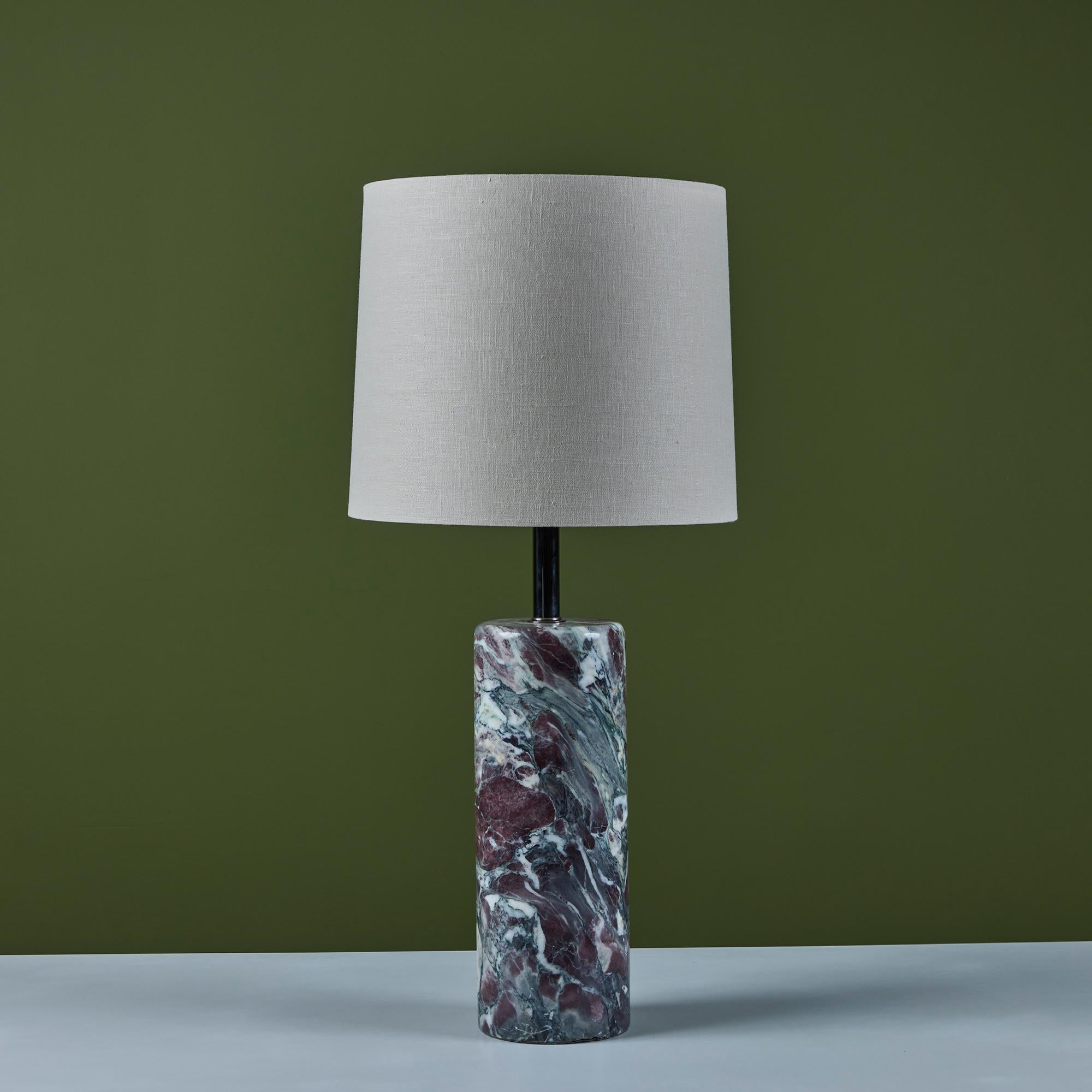 American Walter Von Nessen Cylindrical Marble Base Table Lamp for Nessen Studios For Sale