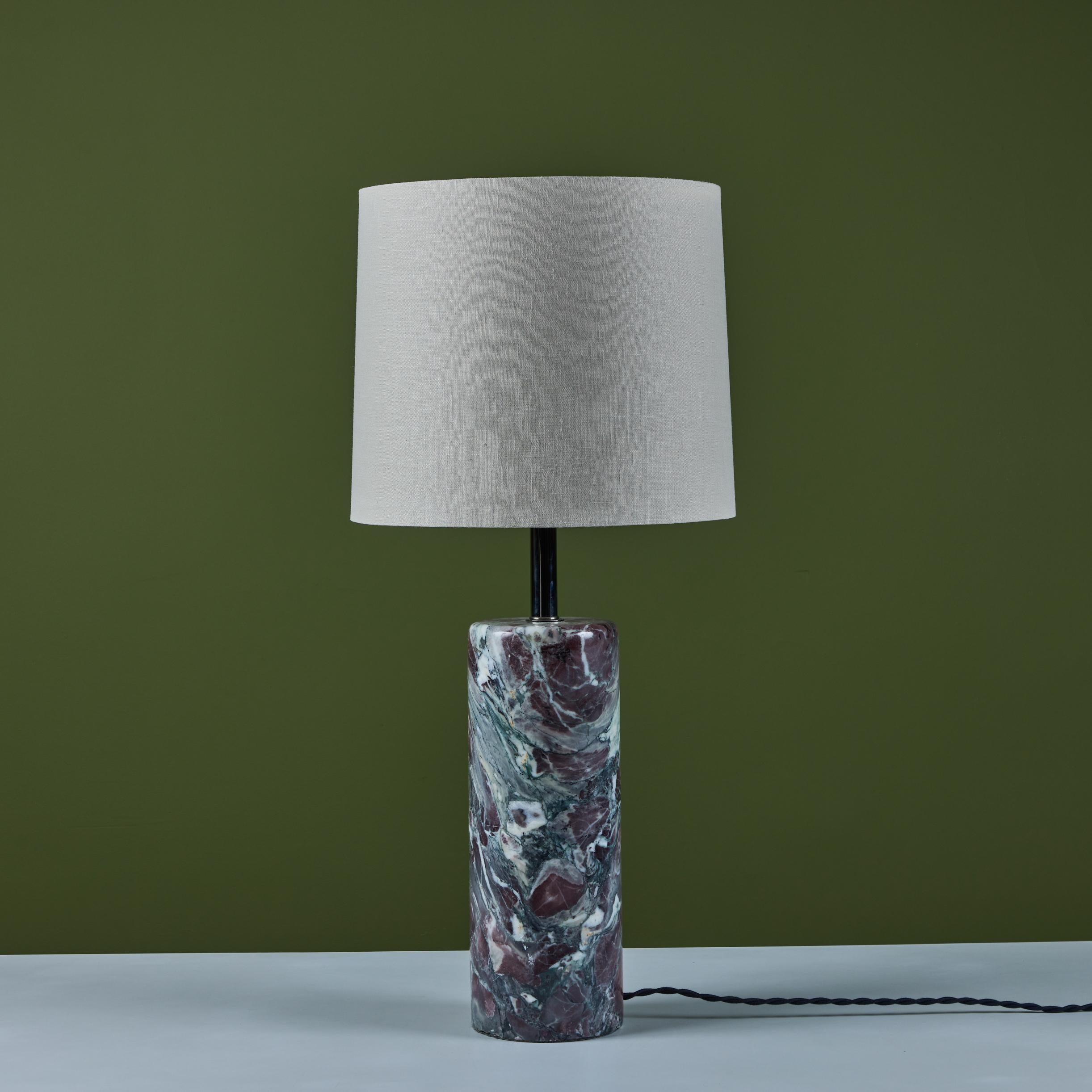 Walter Von Nessen Cylindrical Marble Base Table Lamp for Nessen Studios In Good Condition For Sale In Los Angeles, CA