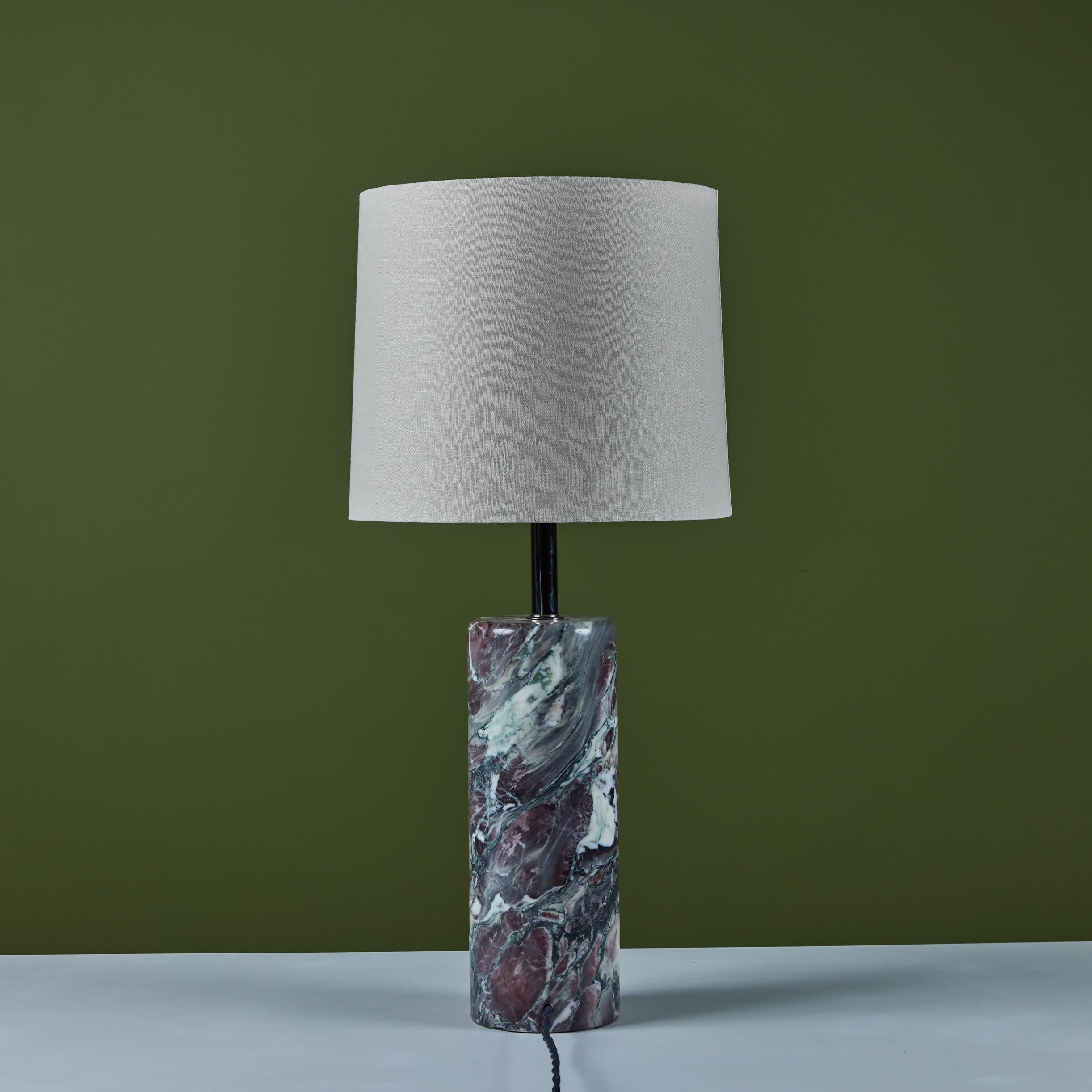 Mid-20th Century Walter Von Nessen Cylindrical Marble Base Table Lamp for Nessen Studios For Sale