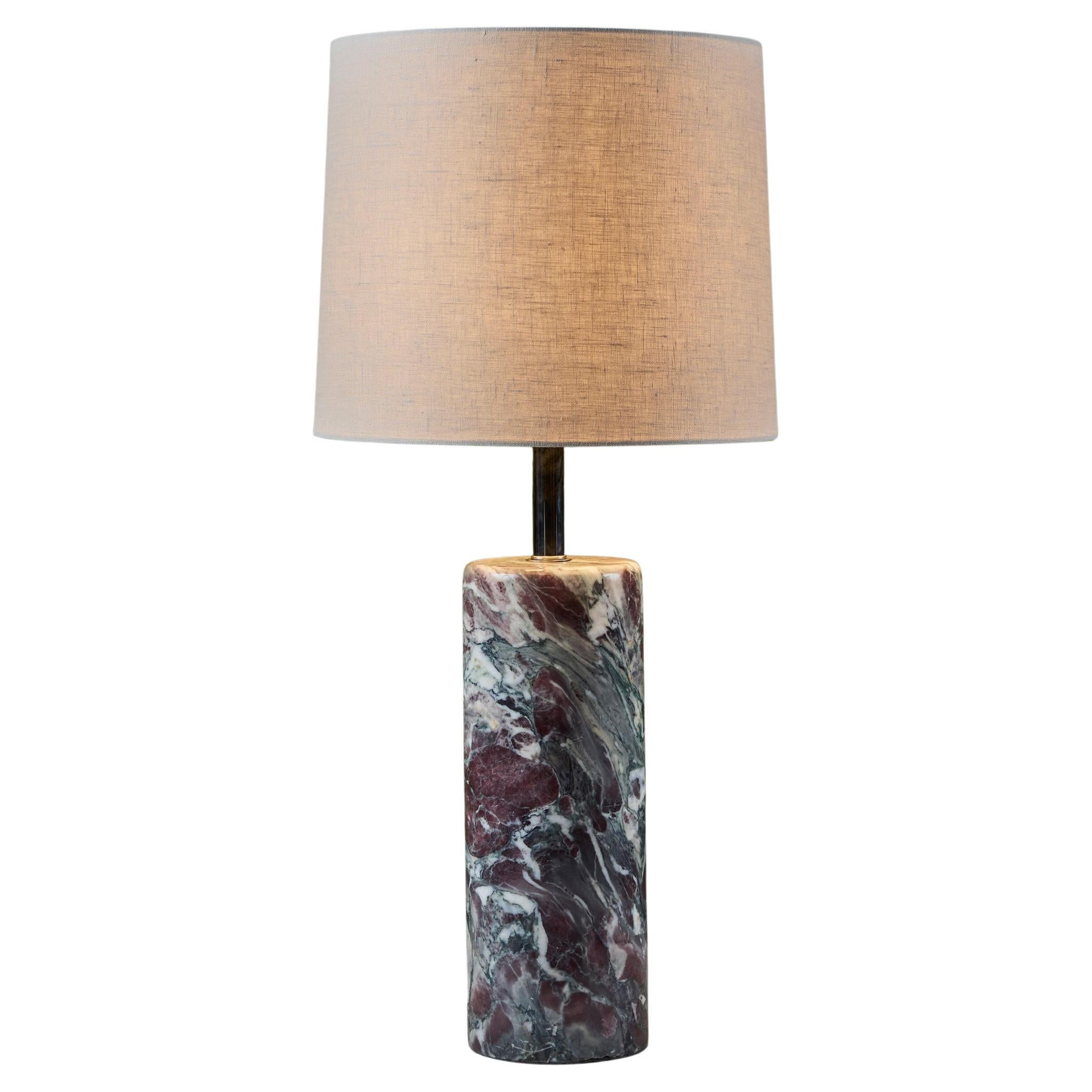 Lampada da tavolo con base cilindrica in marmo Walter Von Nessen per Nessen Studio