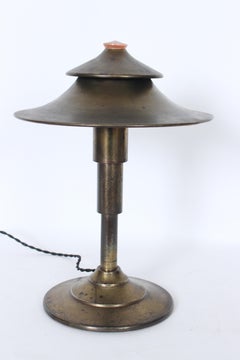 Walter Von Nessen Enameled Brass & Glass Desk Lamp, Circa 1935