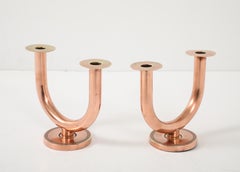 Walter Von Nessen For Chase Brass And Copper Candlesticks