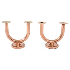 Walter Von Nessen For Chase Brass And Copper Candlesticks