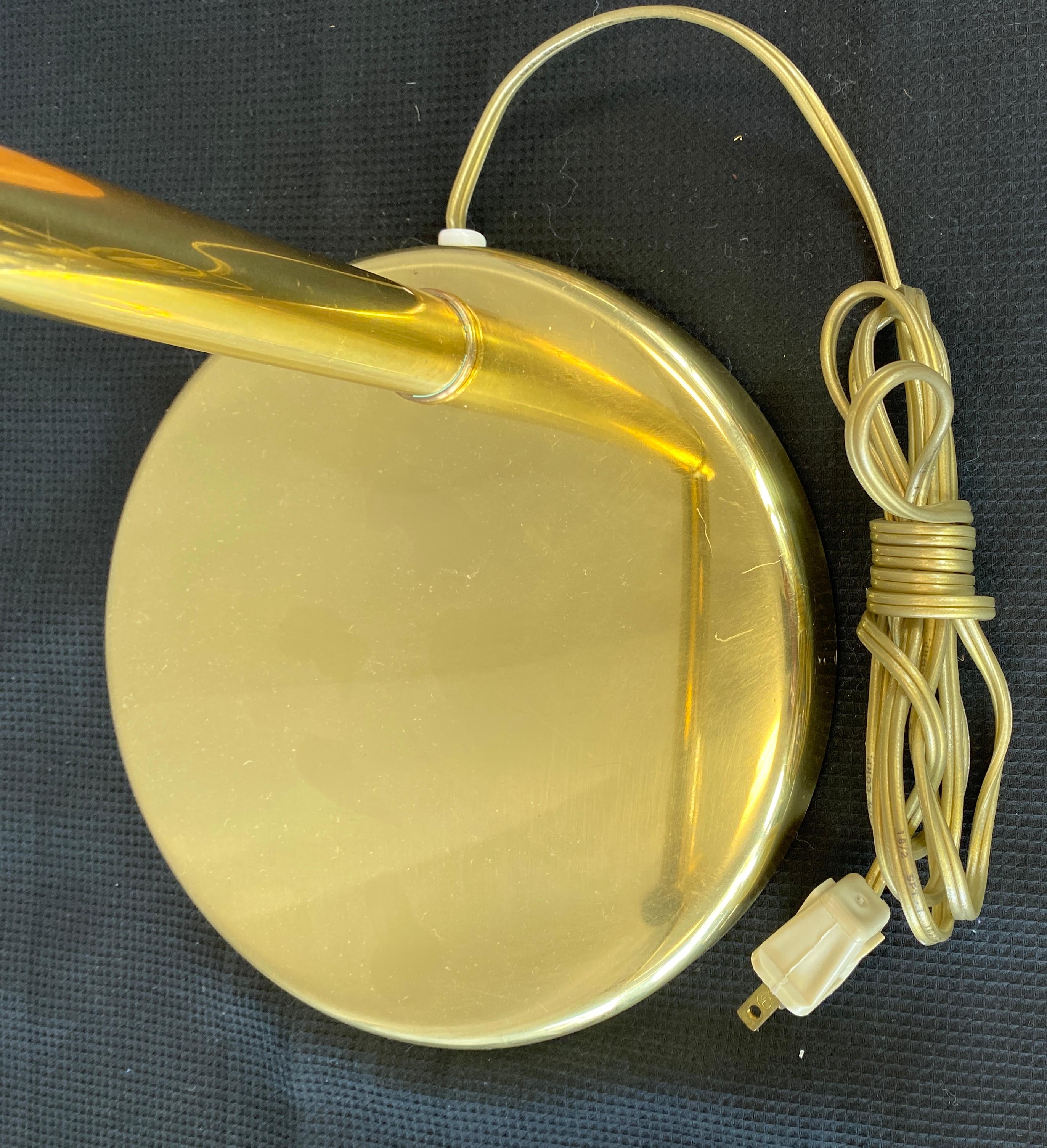 Late 20th Century Walter Von Nessen for Nessen Lamps Brass Swing Arm Lamp Original Shade
