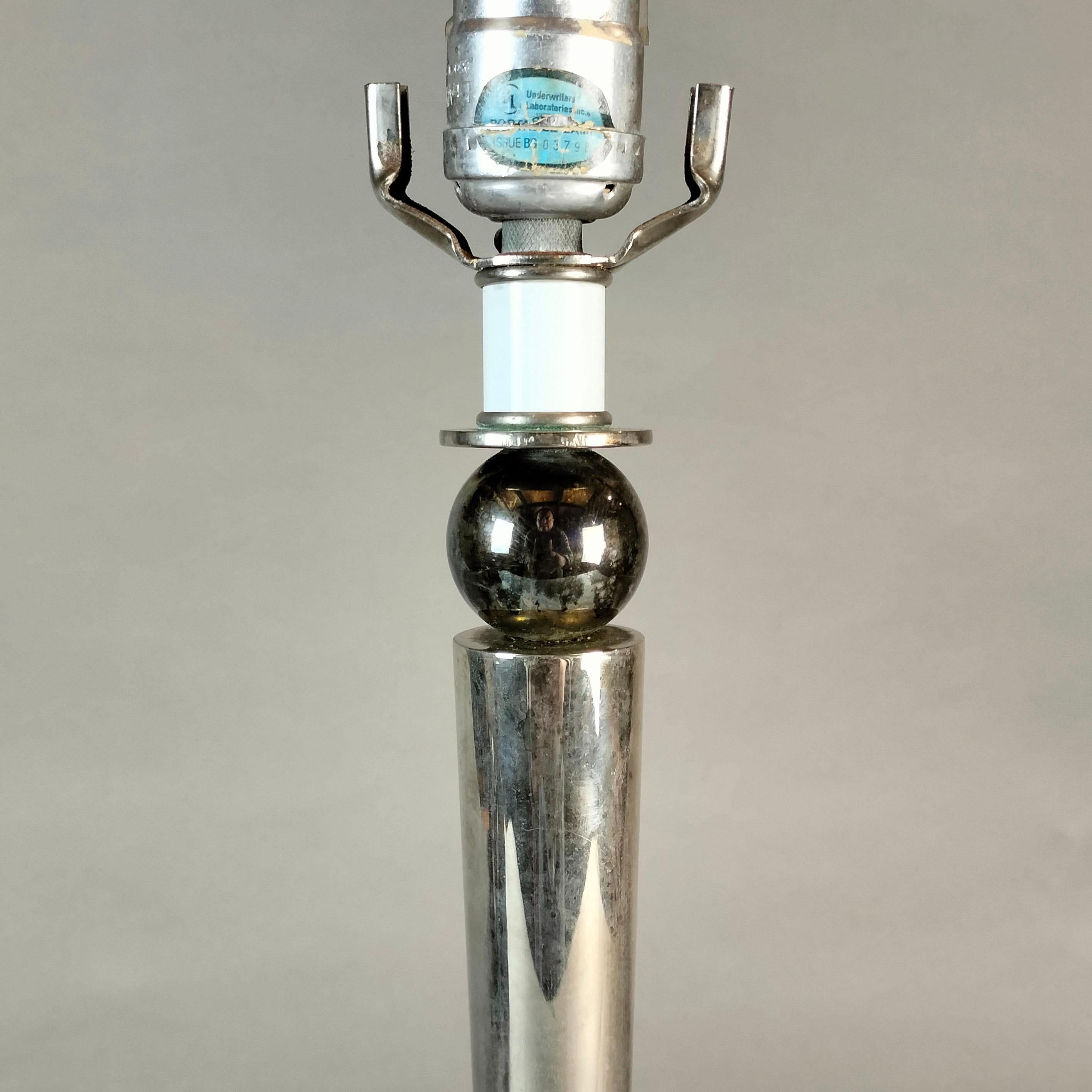 20th Century Walter Von Nessen For Nessen Lighting Chrome Table Lamp With Sphere For Sale
