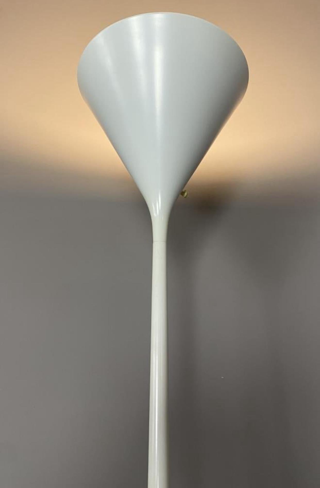 Walter Von Nessen for Nessen Studio White Enamel Torchiere. In Good Condition In Chicago, IL